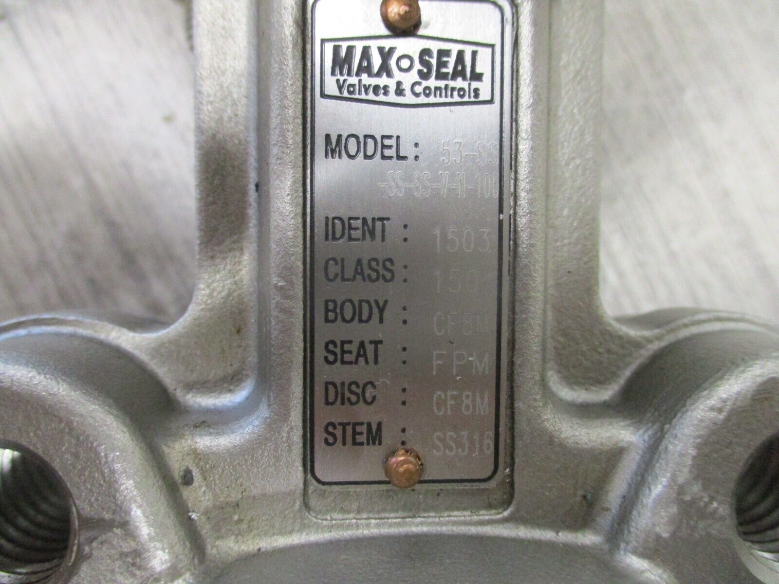 Max Seal Stainless Steel Butterfly Valve 53-SS-SS-V-N-100 4" New Surplus