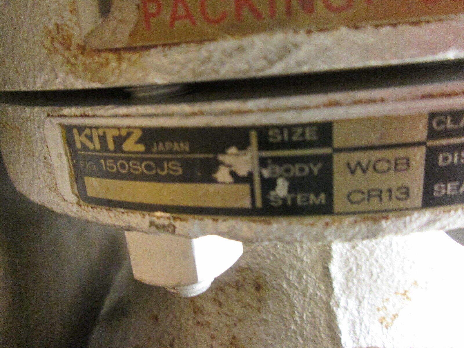 Kitz Globe Valve 150SCJS Size 3 Body:WCB Stem:CR13 Disc:CR13 Seat:HF Used