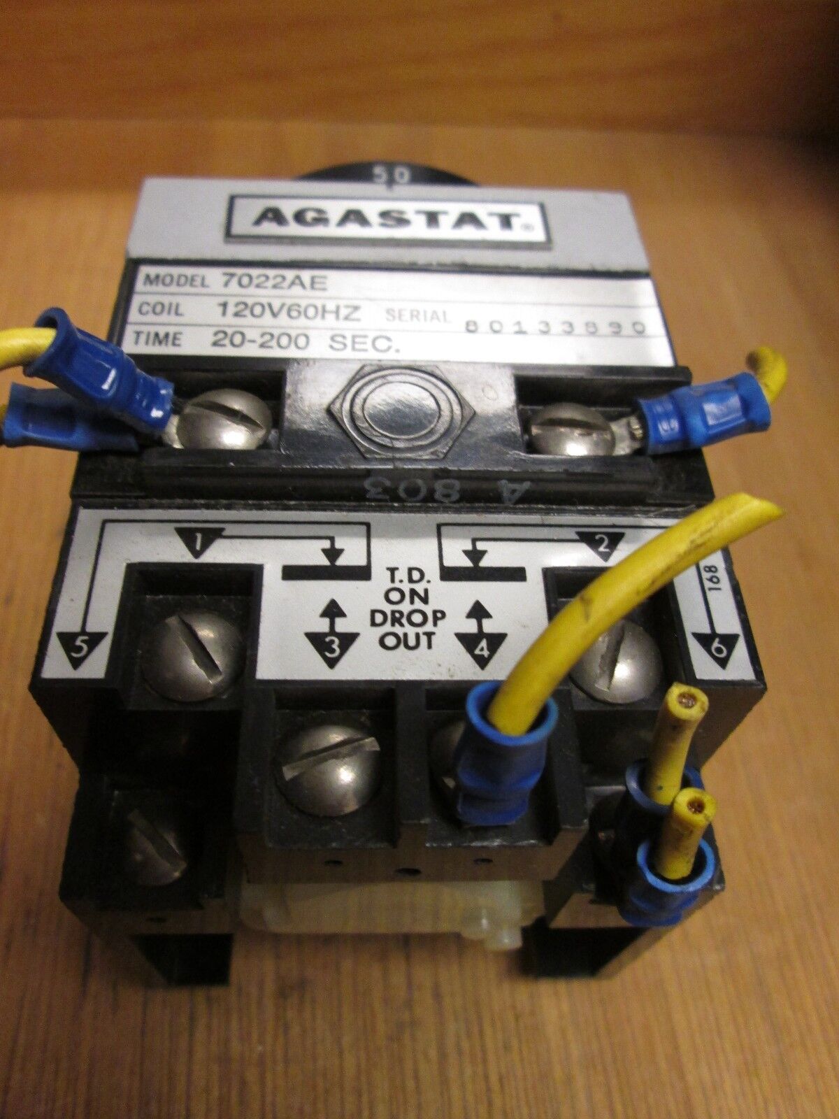 Agastat  Timer  7022AE  Range 20-200 sec  120V Coil  60Hz  Used