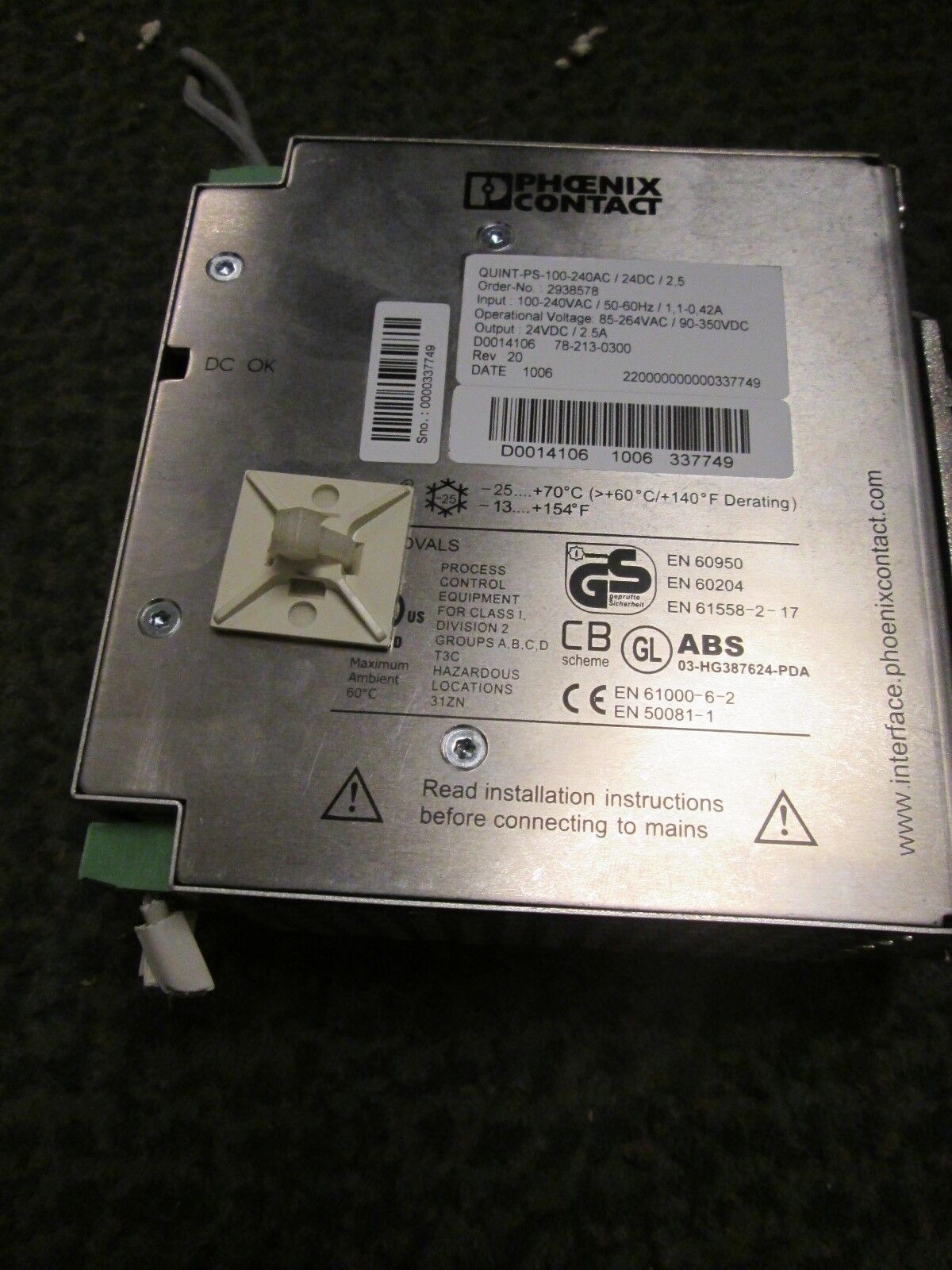 Phoenix Contact Quint DC Power Supply QUINT-PS-100-240AC / 24DC / 2,5 Used