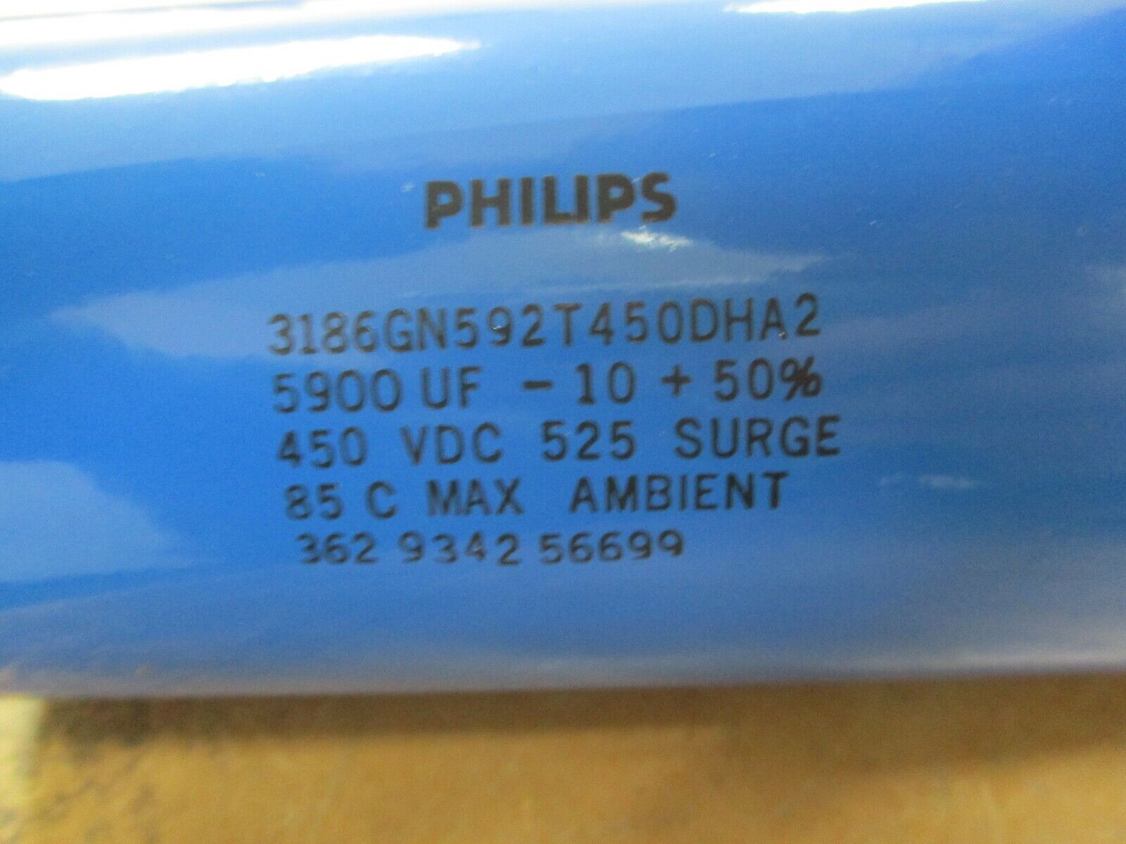 Philips Capacitor 3186GN592T450DHA2 5900UF 450VDC Used