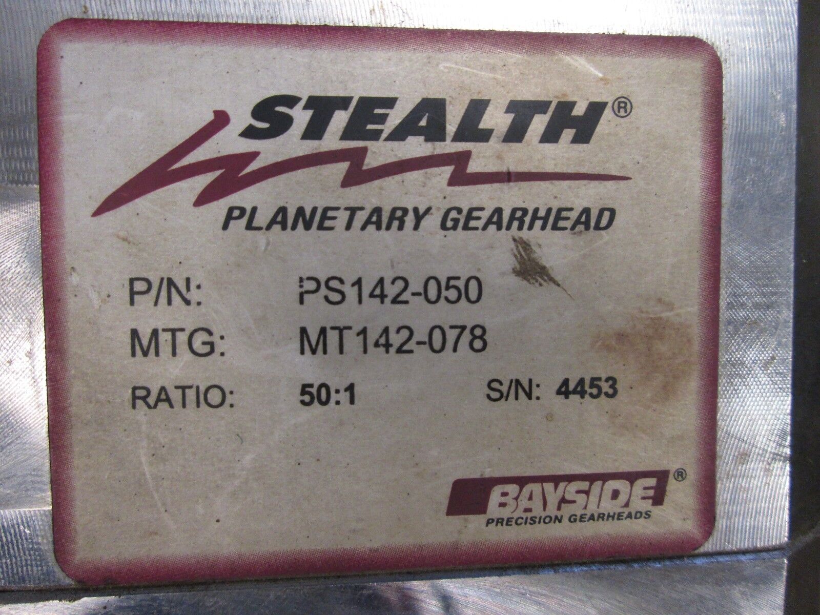 Reliance Servo Motor w/ Stealth Gear 1326AB-B530F-21 50:1 Ratio Used
