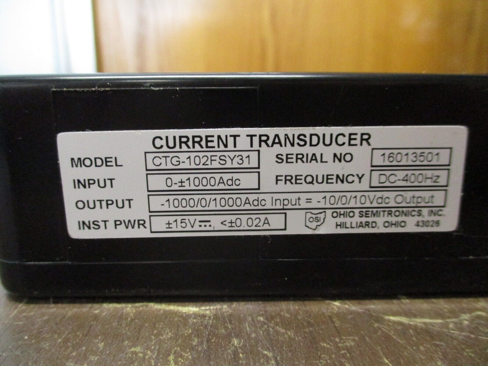 Ohio Semitronics Current Transducer CTG-102FSY31 Input: 0-1000A DC Used