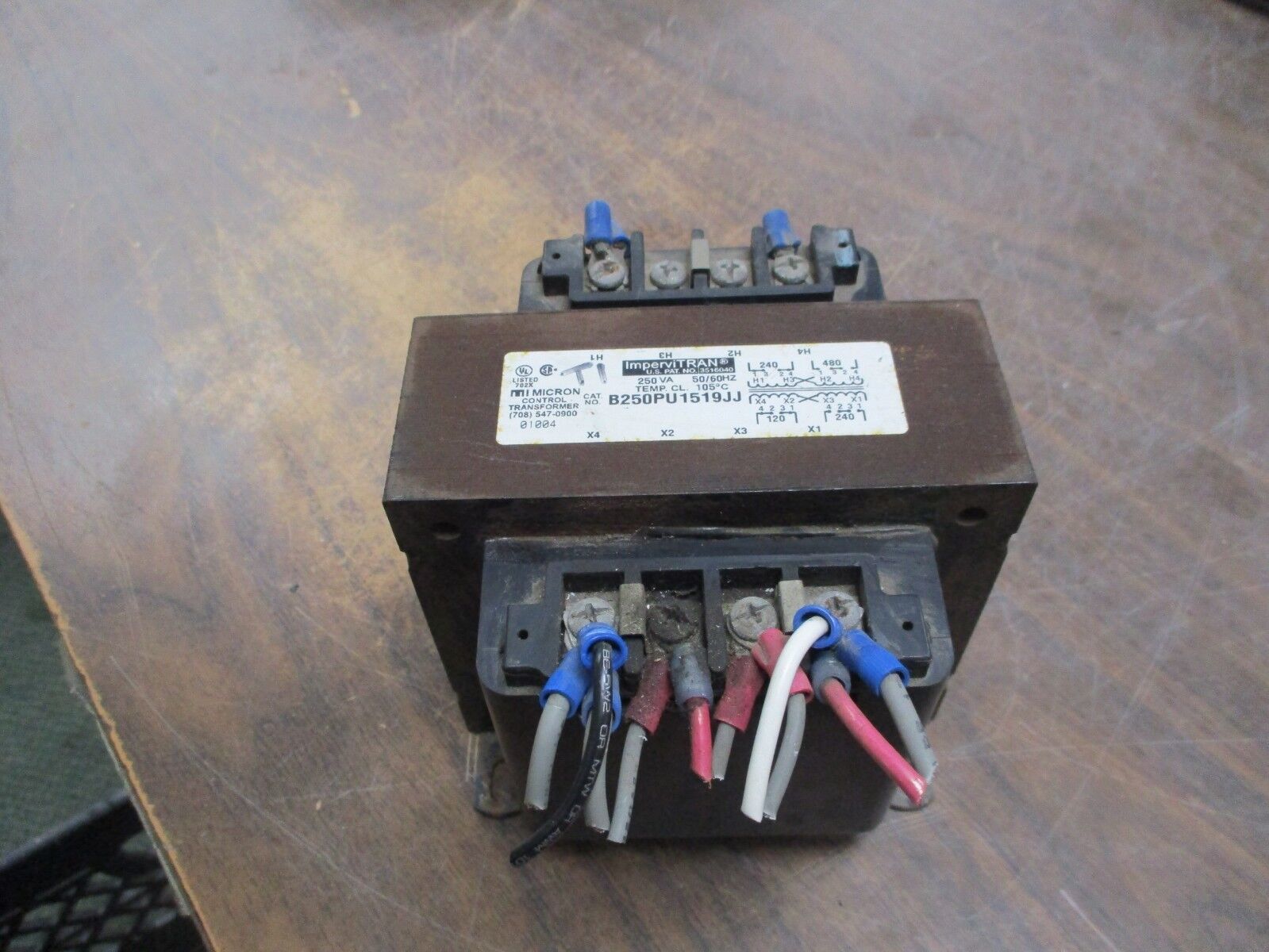 Micron ImperviTRAN Control Transformer B250PU1519JJ 250VA Pri: 240/480V 50/60Hz