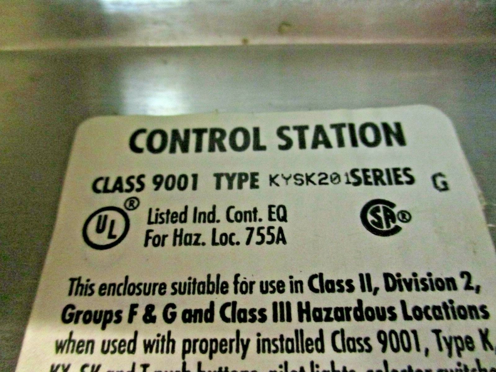 Square D Stainless Steel Start / Stop Control Station 9001 KYSK201 Ser. G Used