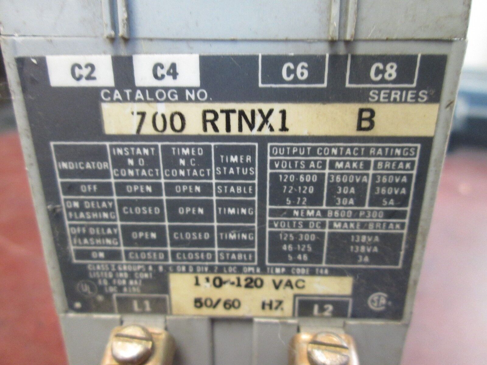 Allen-Bradley Solid State Timer 700 RTNX1 120V Coil Range: .05-.27sec Used