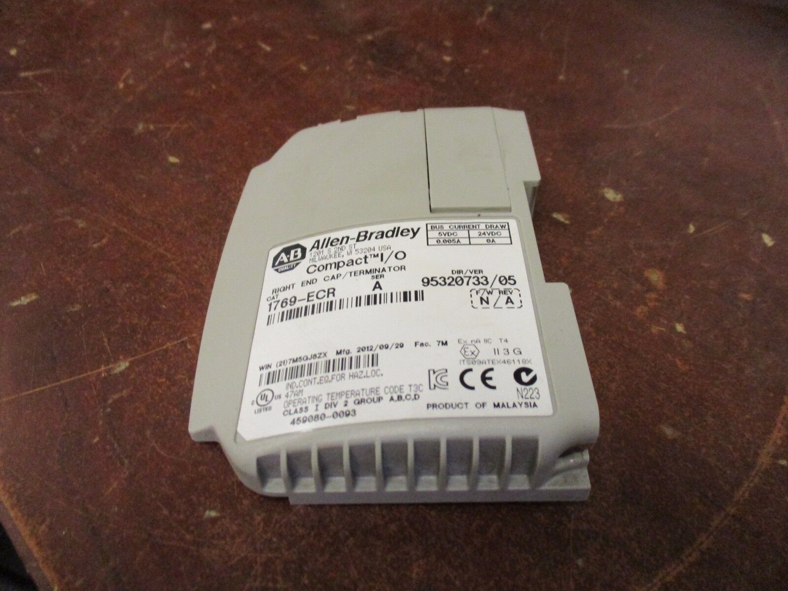Allen-Bradley Compact I/O Right End Cap/Terminator 1769-ECR Ser.A Used