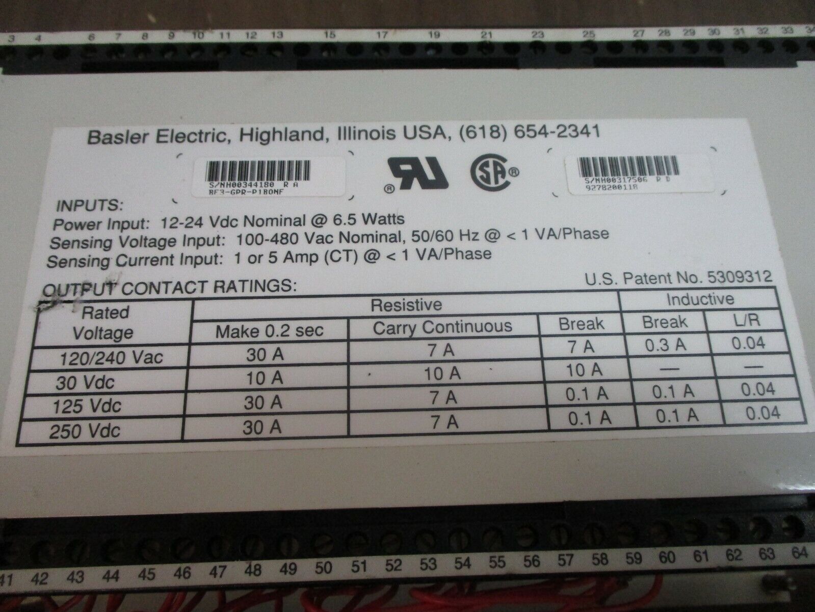 Basler BE3-GPR Generator Protective Relay BE3-GPR-P1B0NF Power: 12-24VDC 6.5W