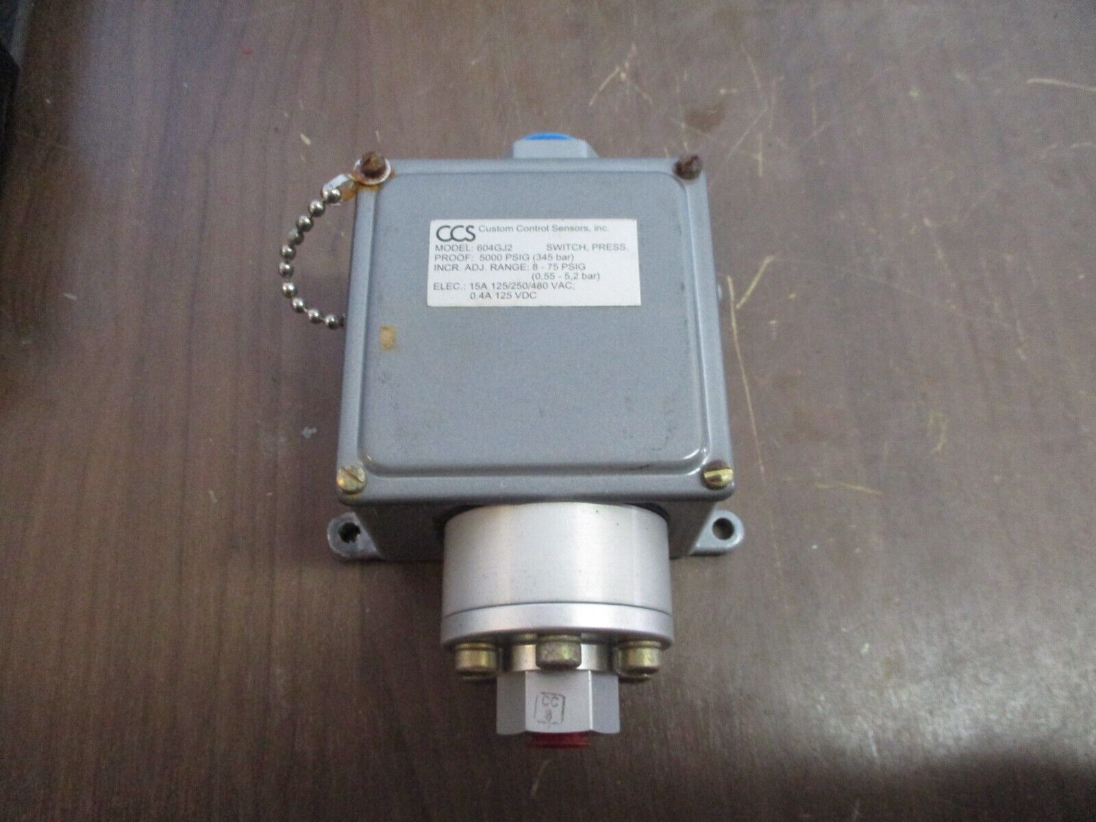 CCS Pressure Switch 604GJ2 Range: 8-75PSIG 15A 125/250/480VAC 0.4A 125VDC