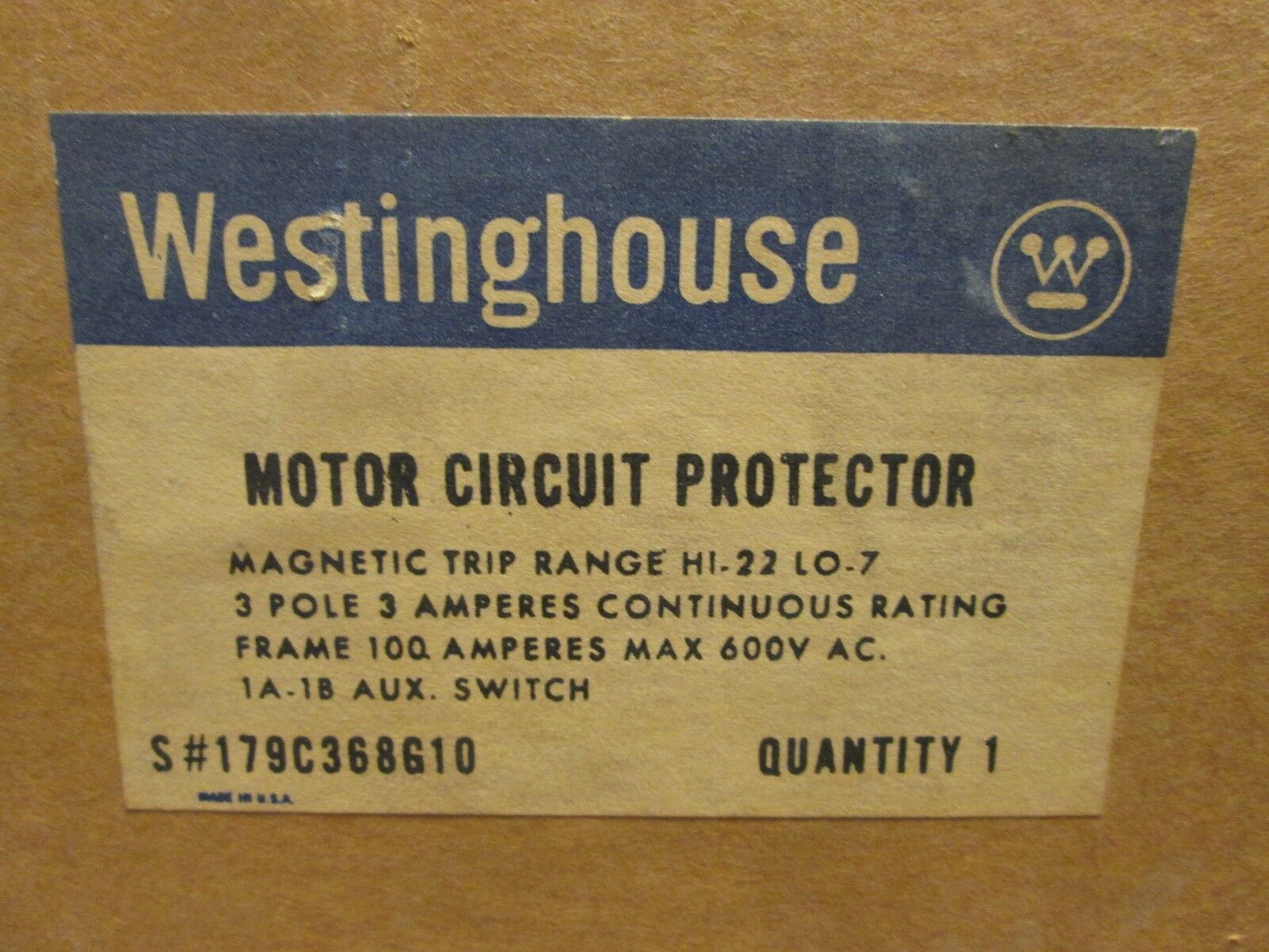 Westinghouse Circuit Breaker MCP0322R 100A 600V 3P New Surplus