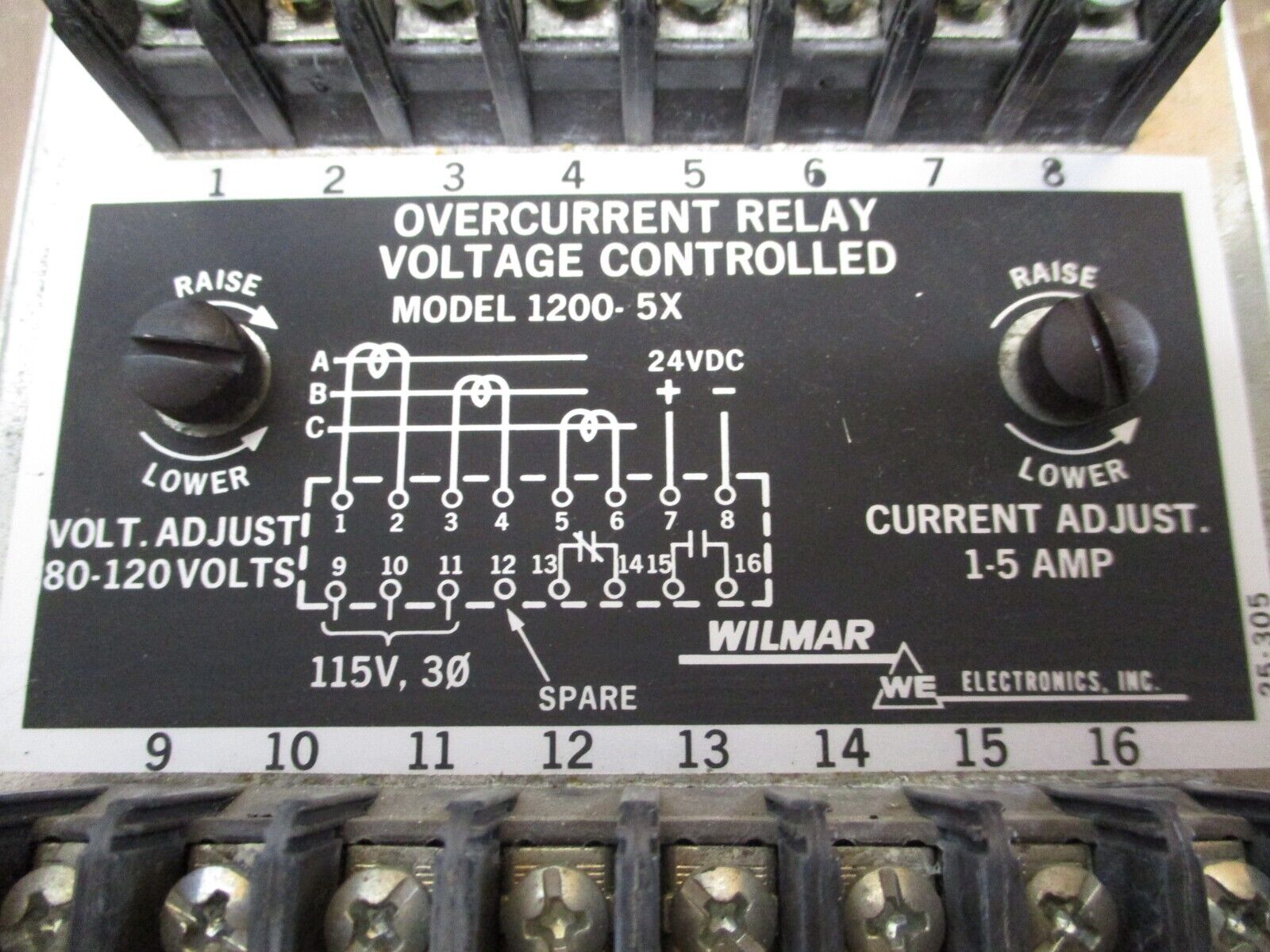 Wilmar Voltage Controlled Overcurrent Relay 1200-5X 80-120V 1-5A Used