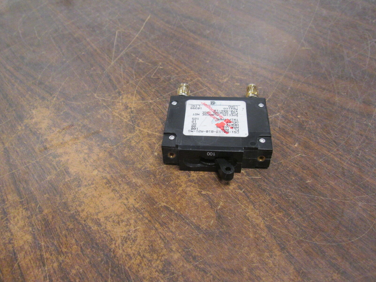 Carling Technologies DC Circuit Breaker CS1-B0-12-810-A21-MG 100A 80VDC 1P Used