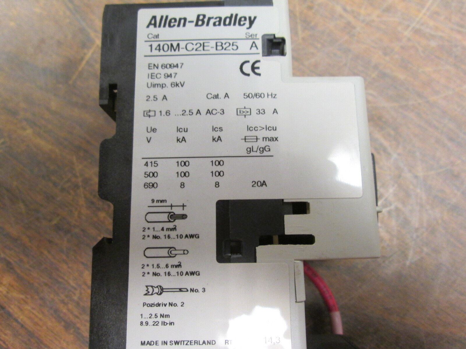 Allen-Bradley Starter 100-C09*10 / 140M-C2E-B25 120V Coil 25A 600V Trip:1.6-2.5A
