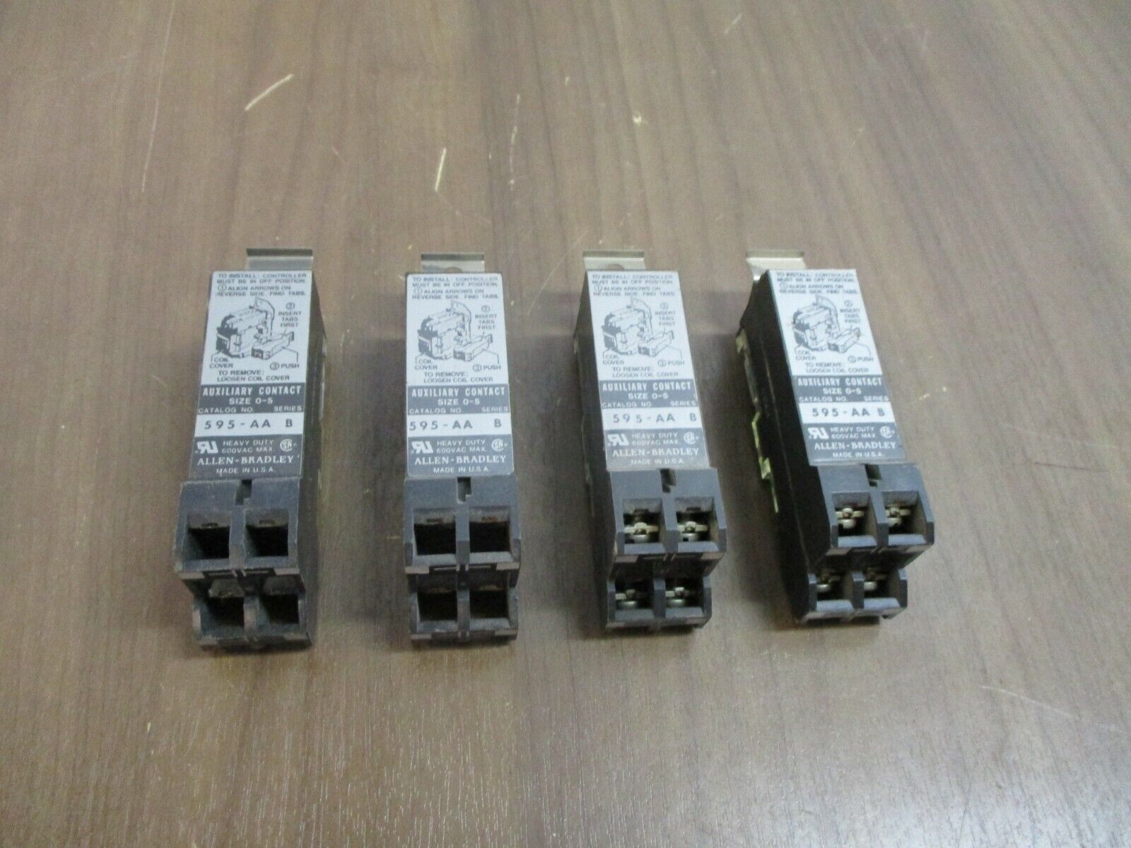 Allen-Bradley Aux Contact 595-AA Ser. B Size 0-5 *Lot of 4* Used