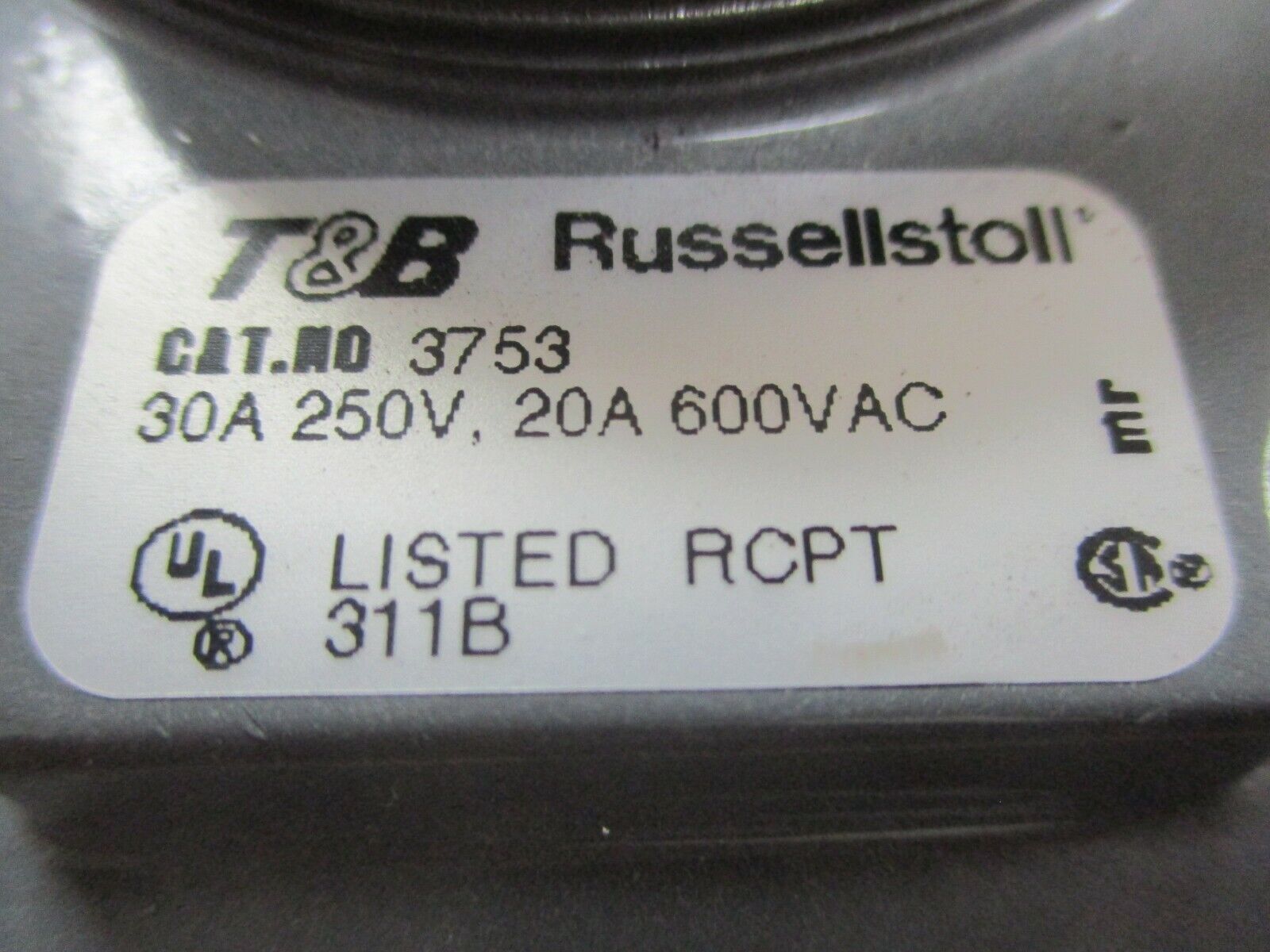 Russellstoll Receptacle 3753 30A/20A 250V/600V Used