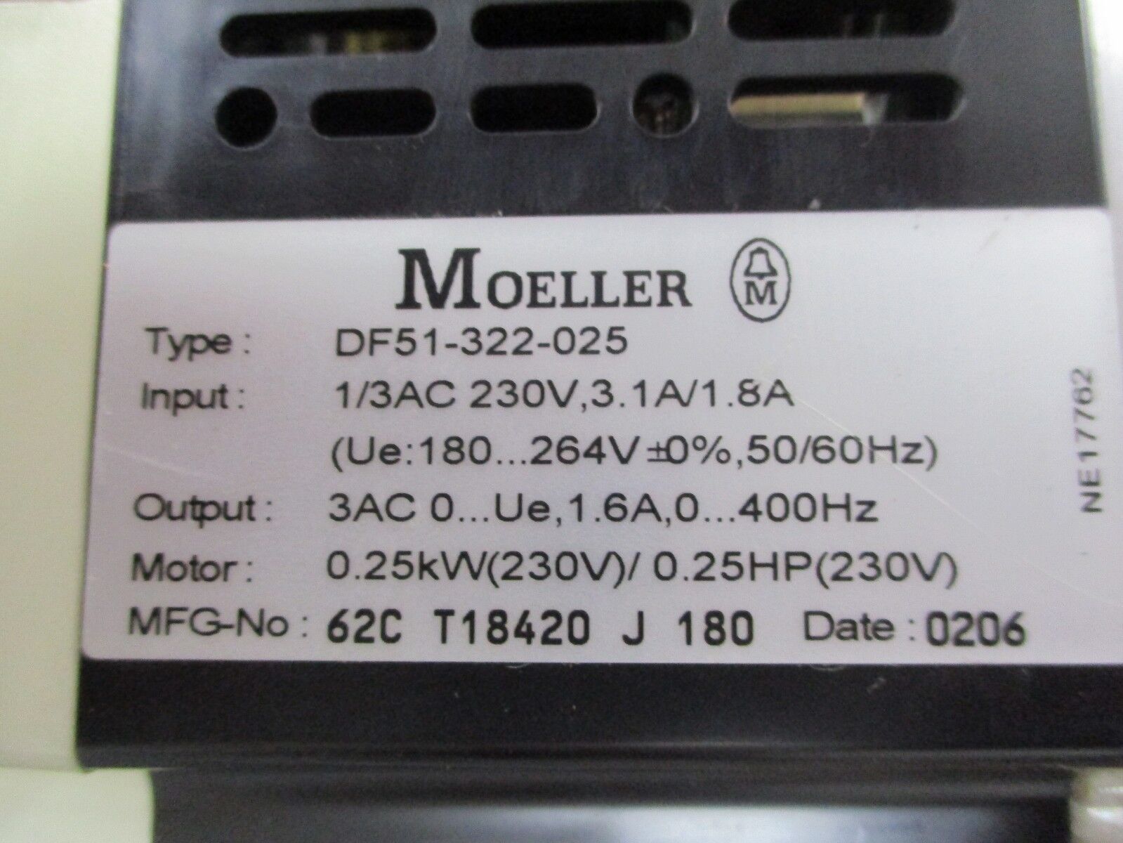 Moeller AC Drive DF51-322-025 0.25HP Used