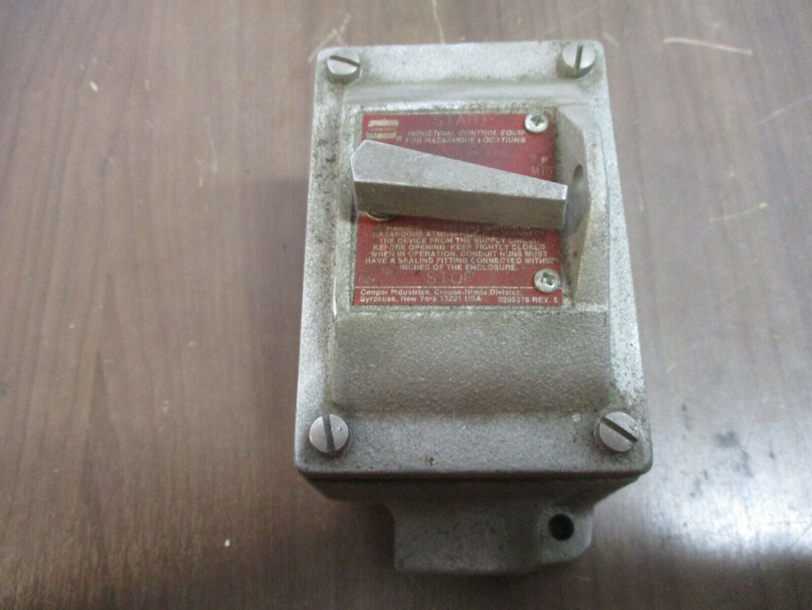 Crouse-Hinds Explosion Proof Switch EFDC3419 20A 600V Used