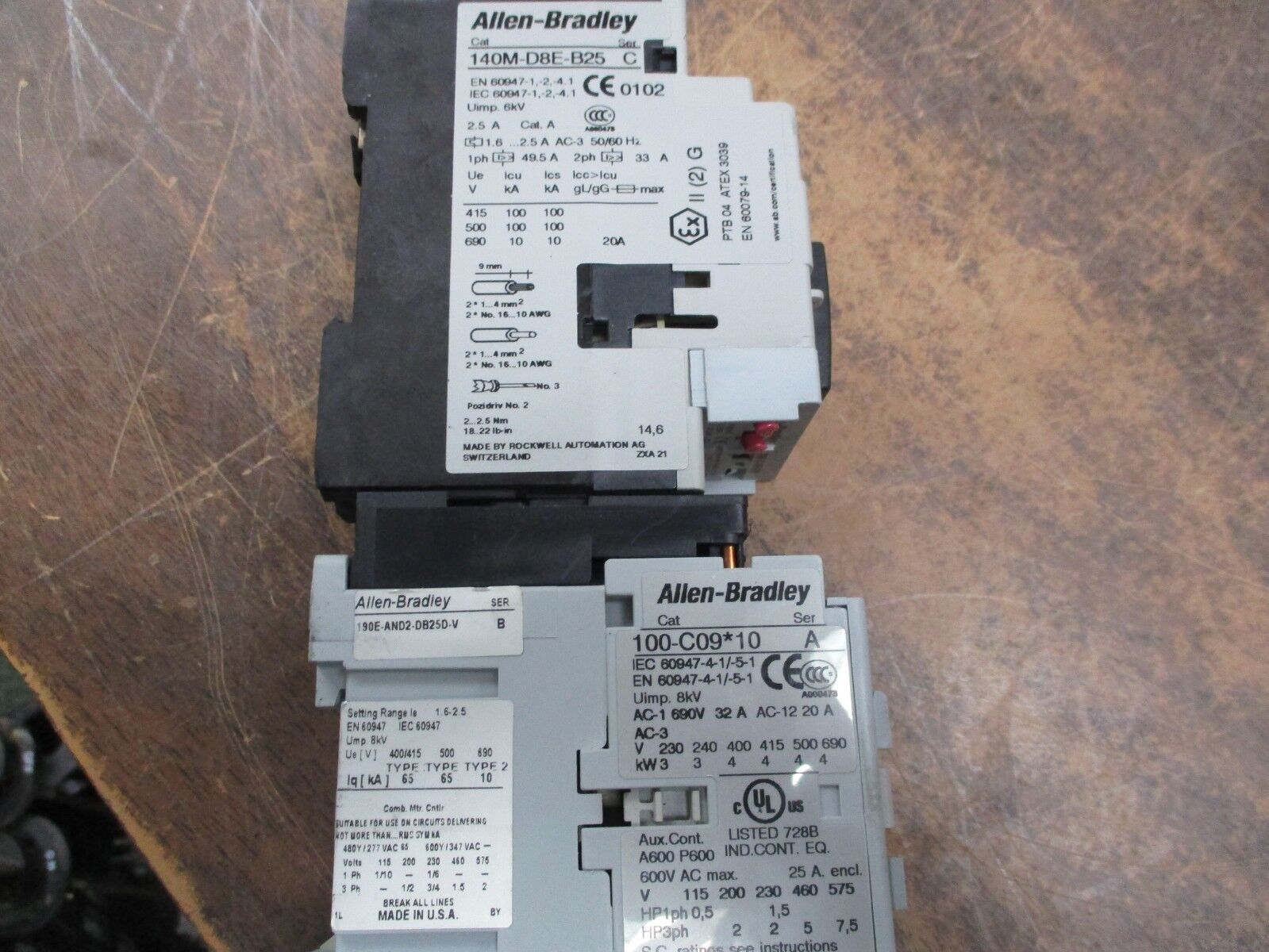 Allen-Bradley Starter 190E-AND2-DB25D-V Ser. B 120V Coil 25A 600V Trip:1.6-2.5A
