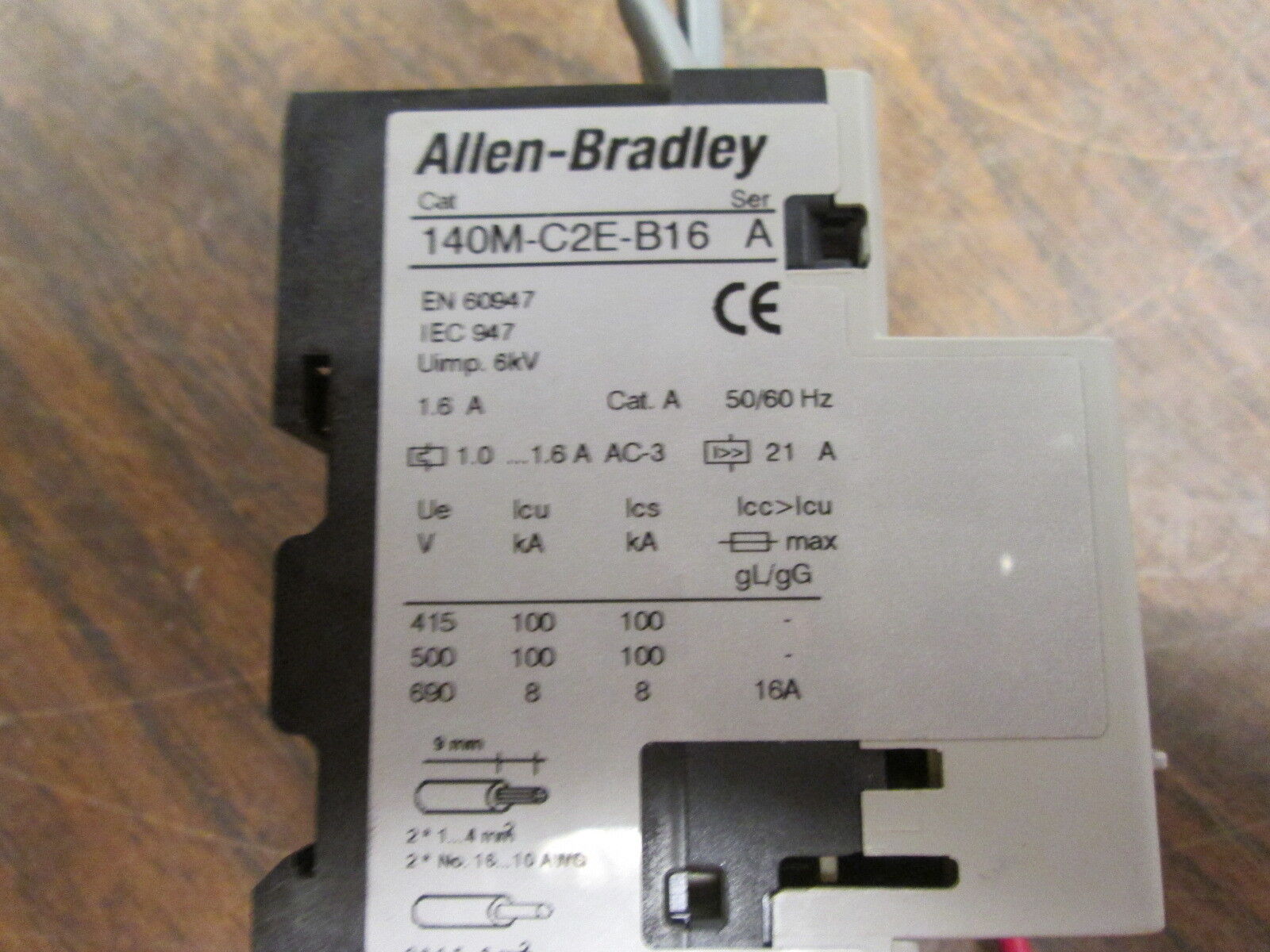 Allen-Bradley Starter 100-C09*10 / 140M-C2E-B16 120V Coil 25A 600V Trip: 1-1.6A