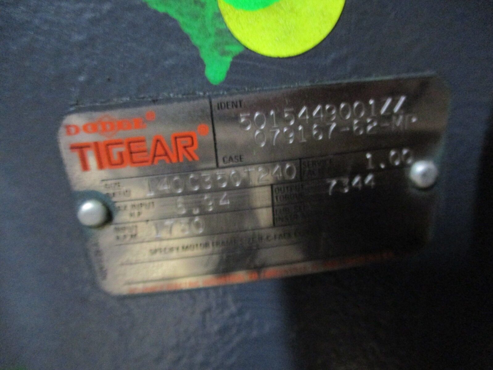 Dodge Tigear Reducer 140C350T240 6.94HP In 1800RPM In Refurbished