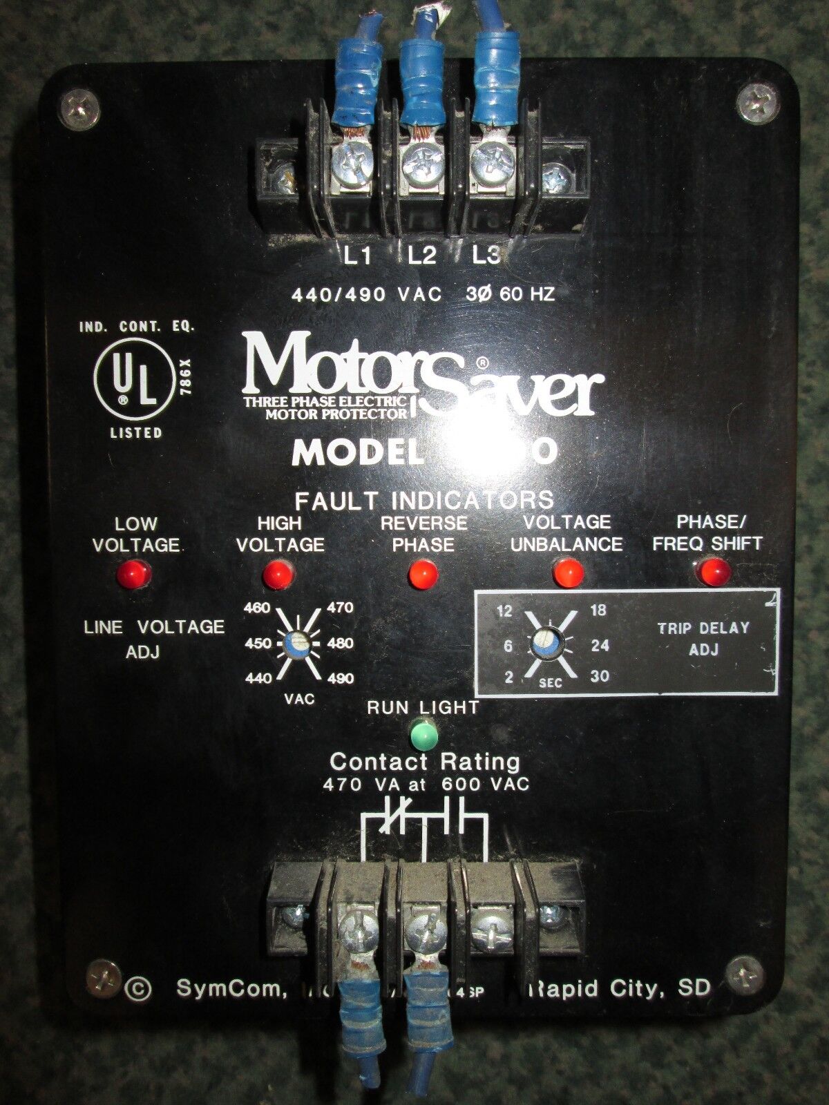 Motor Saver Model 500 MS504SP 440-490V 2-30sec Trip Delay Used