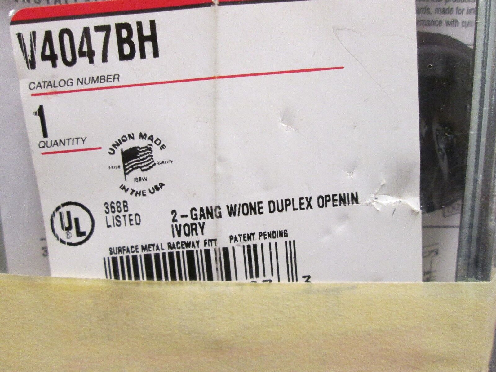 Wiremold 2-Gang 1-Duplex Open Cover V4047BH *Lot of 4* New Surplus