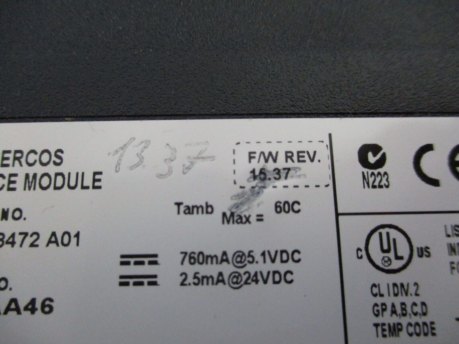 Allen-Bradley 16-Axis Sercos Interface Module 1756-M16SE Ser, A Rev. K01 Used