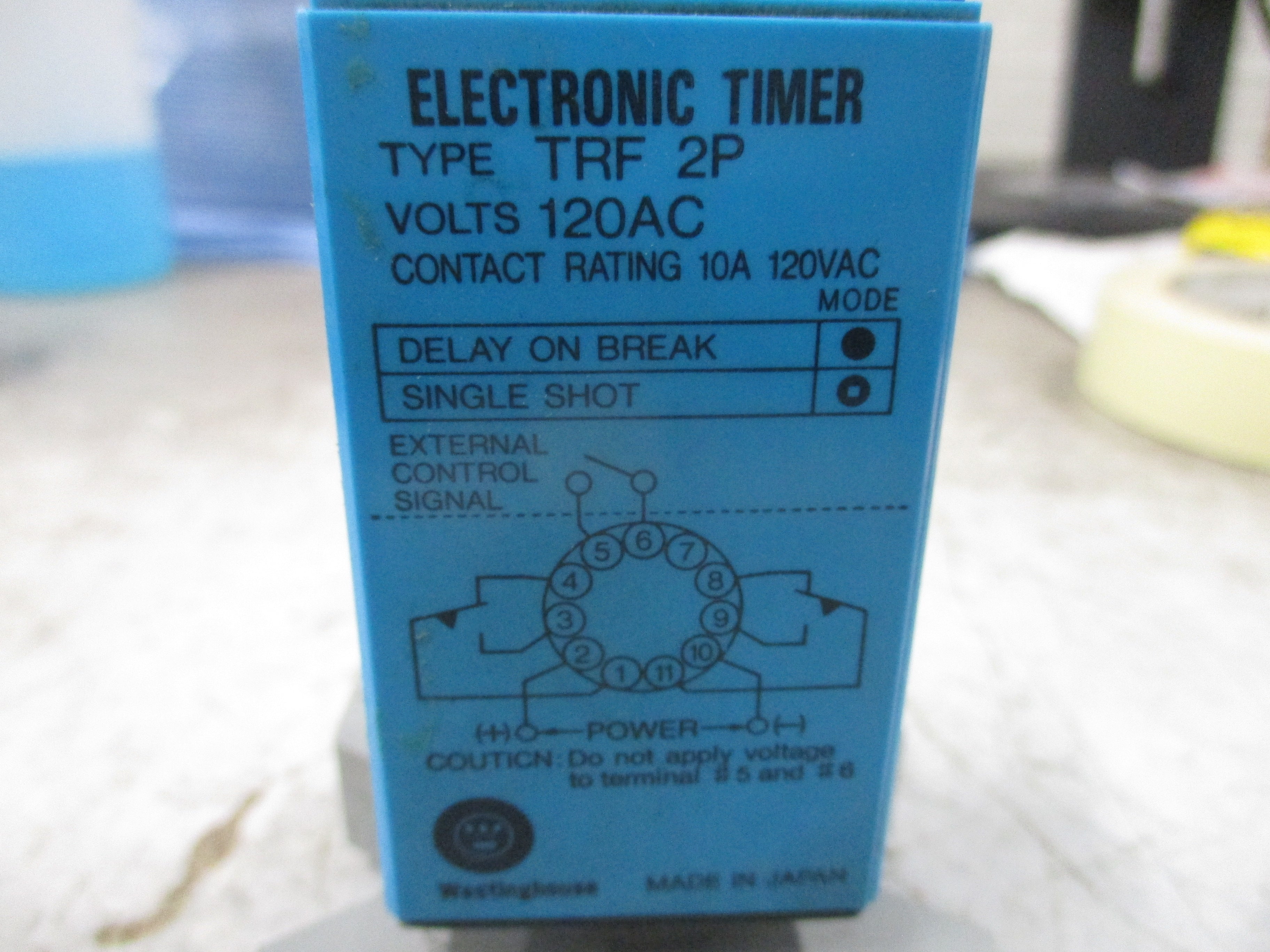 Westinghouse Timer TRF 2P 120VAC 10A Used
