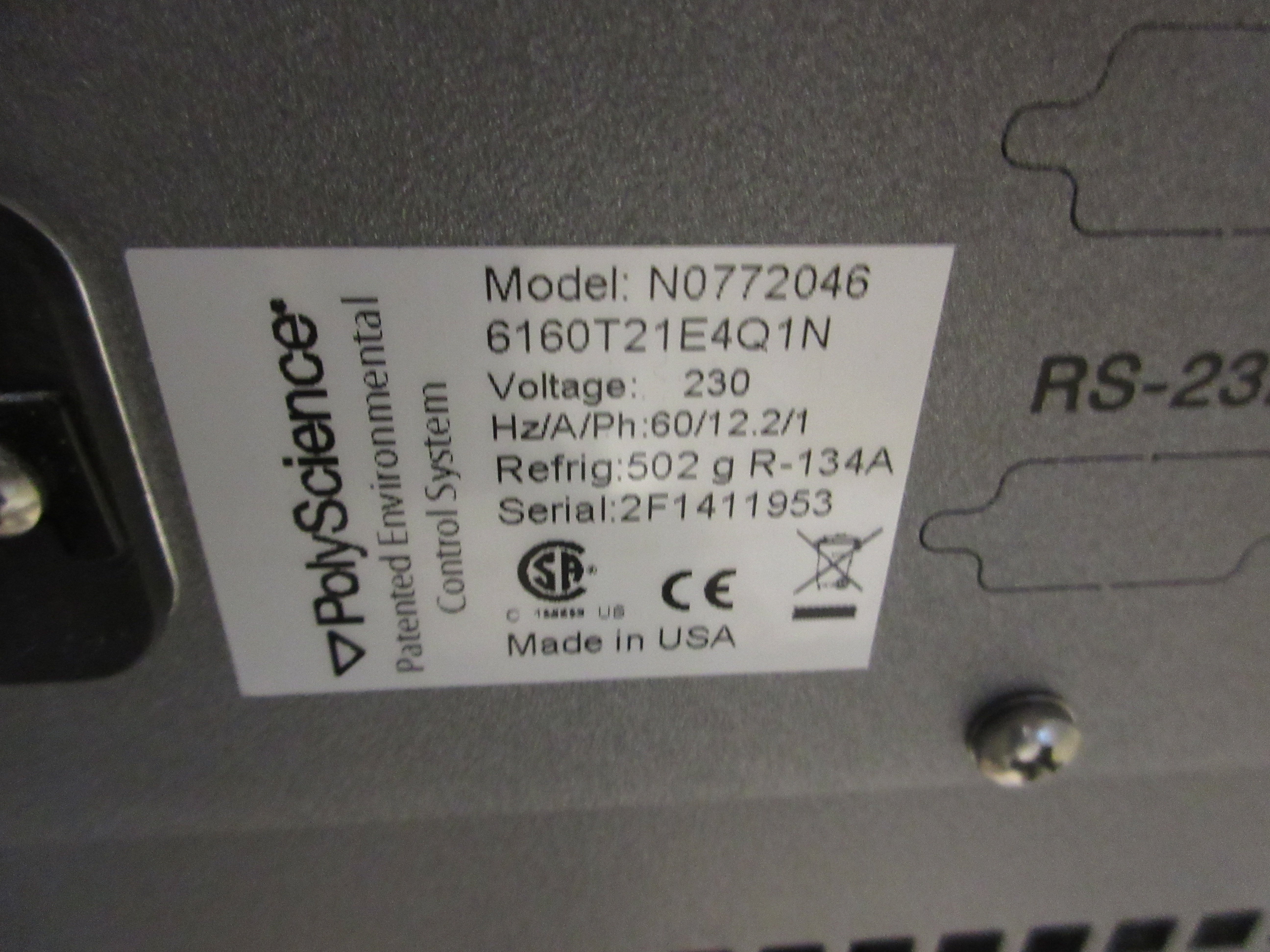 PolyScience Whispercool Refrigerated Chiller N0772046 230V 60Hz 12.2A 1Ph Used