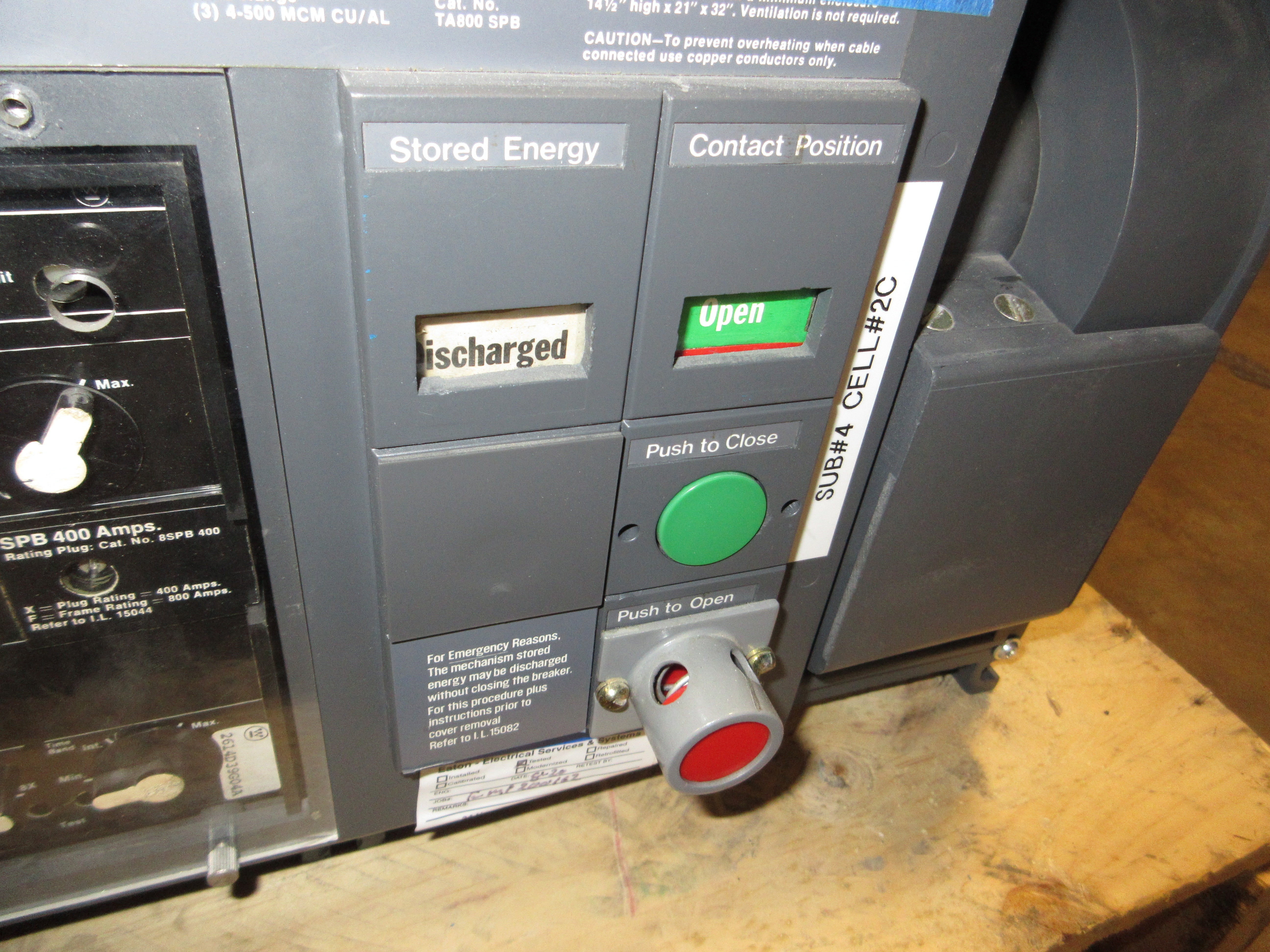 Westinghouse Circuit Breaker SPB 50 800A Frame 400A Plug 3P 50/60Hz Used