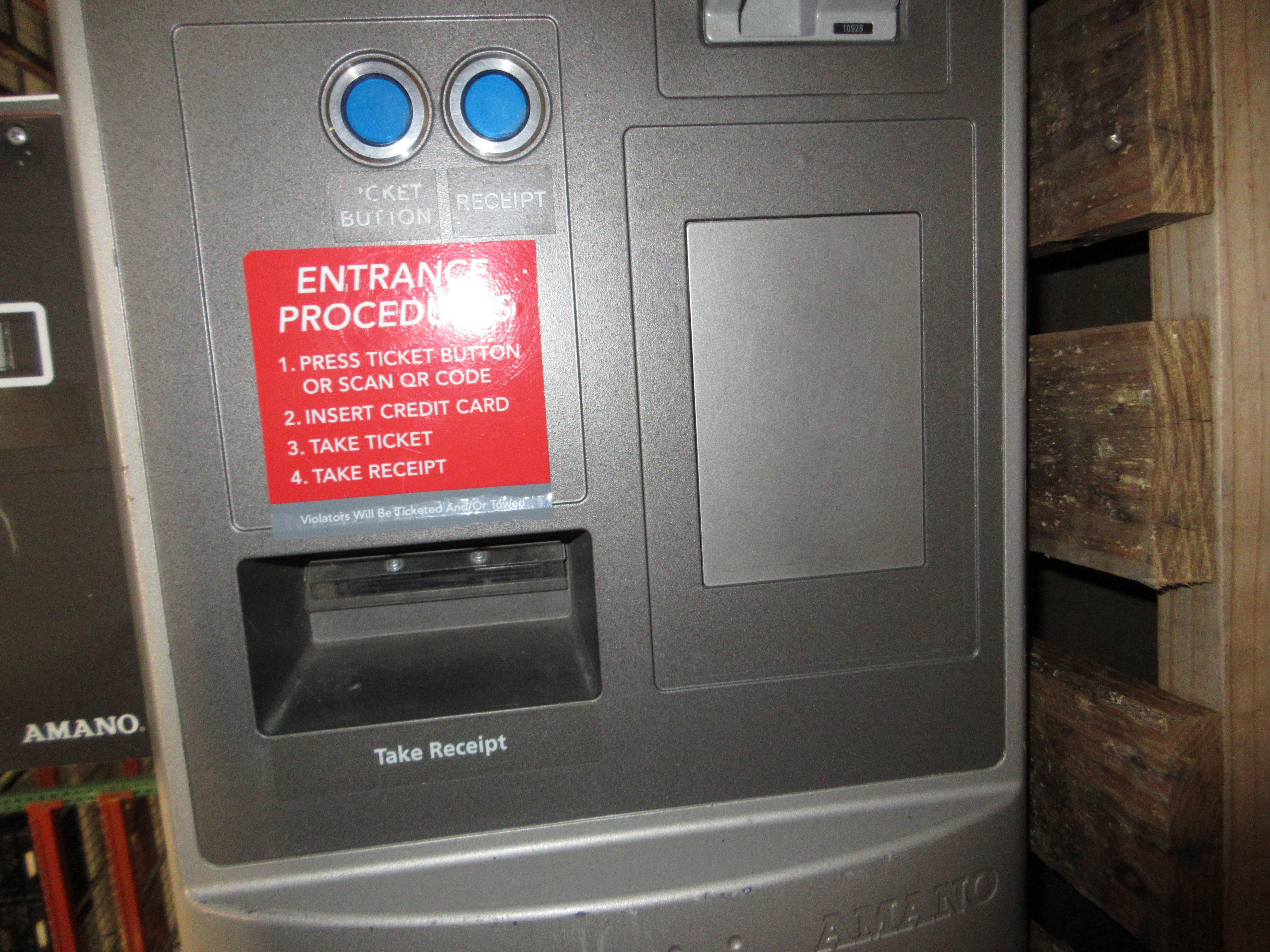 Amano McGann Parking Validation Ticket Dispenser 0-2700/0S1-00P5 120V 10A 60Hz