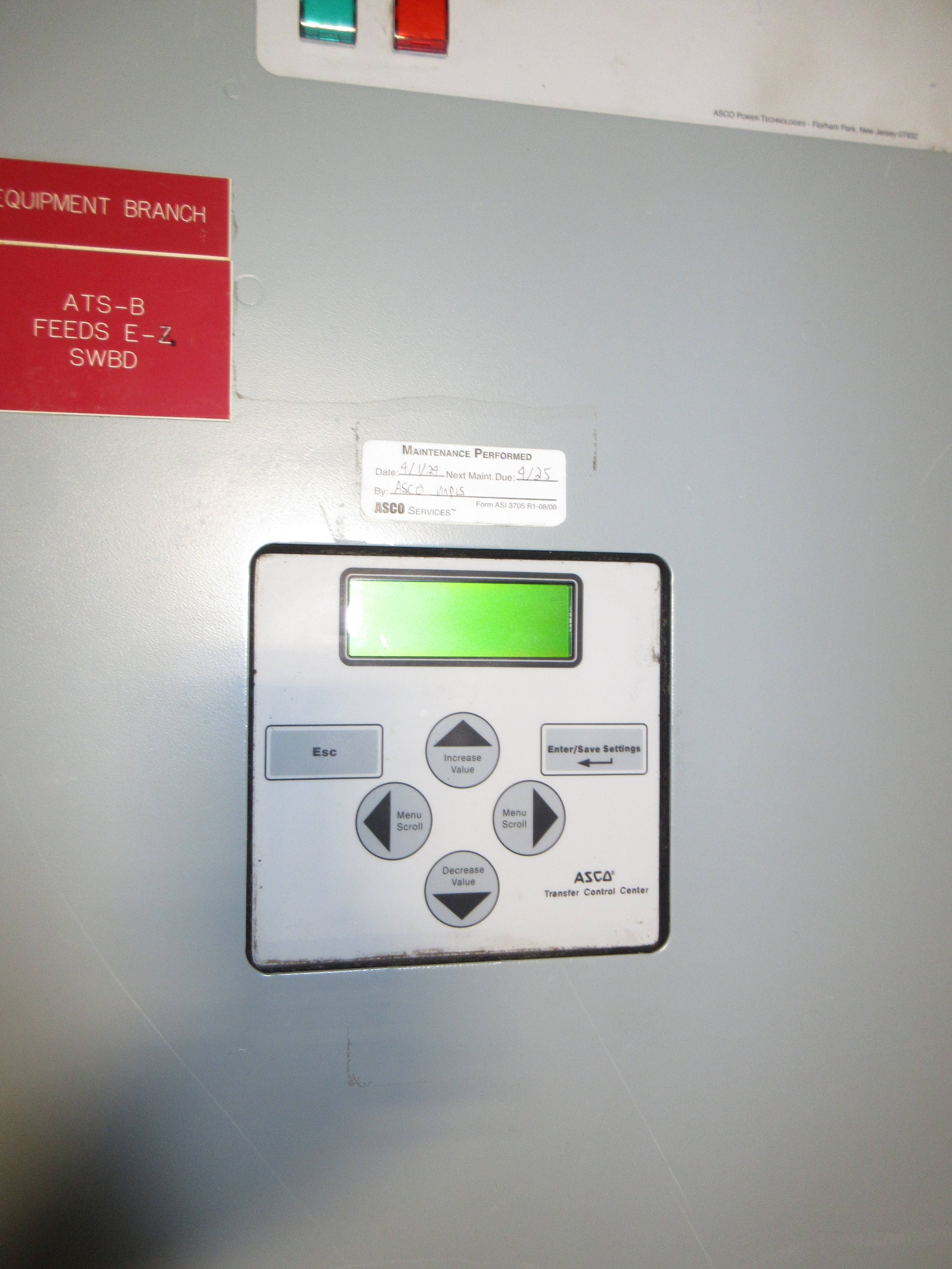 Asco 7000 Series Automatic Transfer Switch H07ATSA30800C50C 800A 208V 60Hz 3Ph