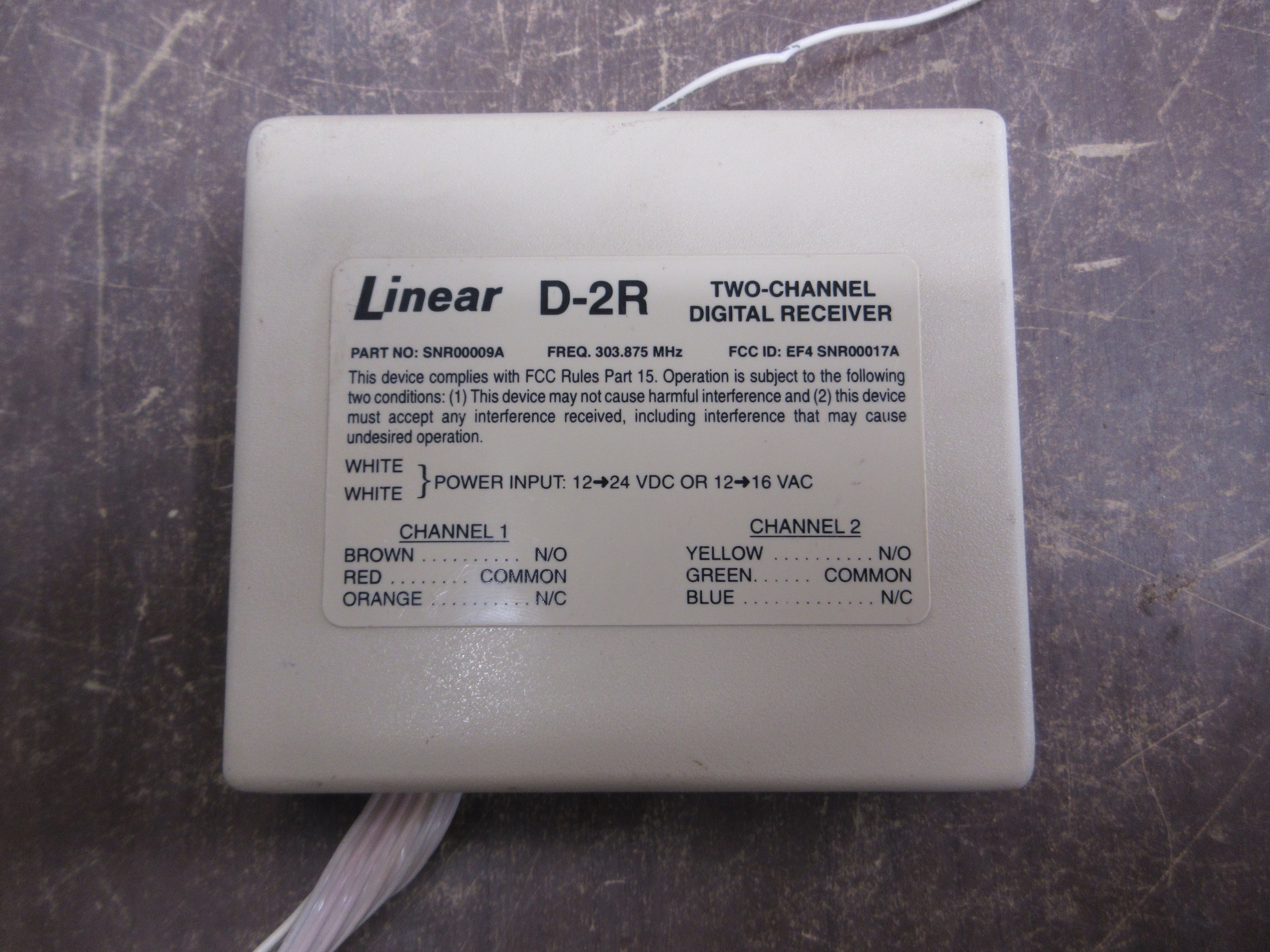 Linear D-2R Two-Channel Digital Receiver SNR00009A 303.875 MHz 12-24VDC 12-16VAC