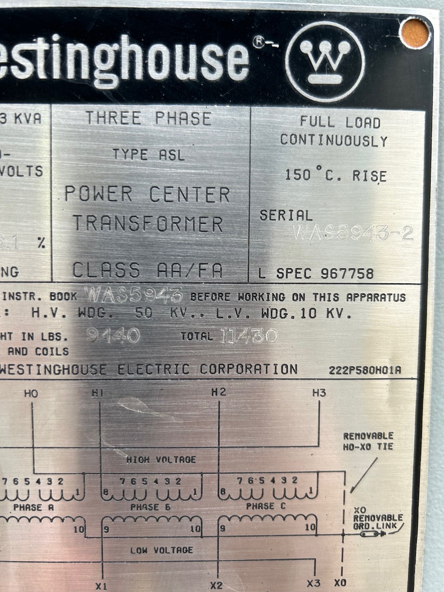 Westinghouse Transformer 2500/3333KVA 12470Y/7200 - 480Y/277V 60Hz 3Ph Used