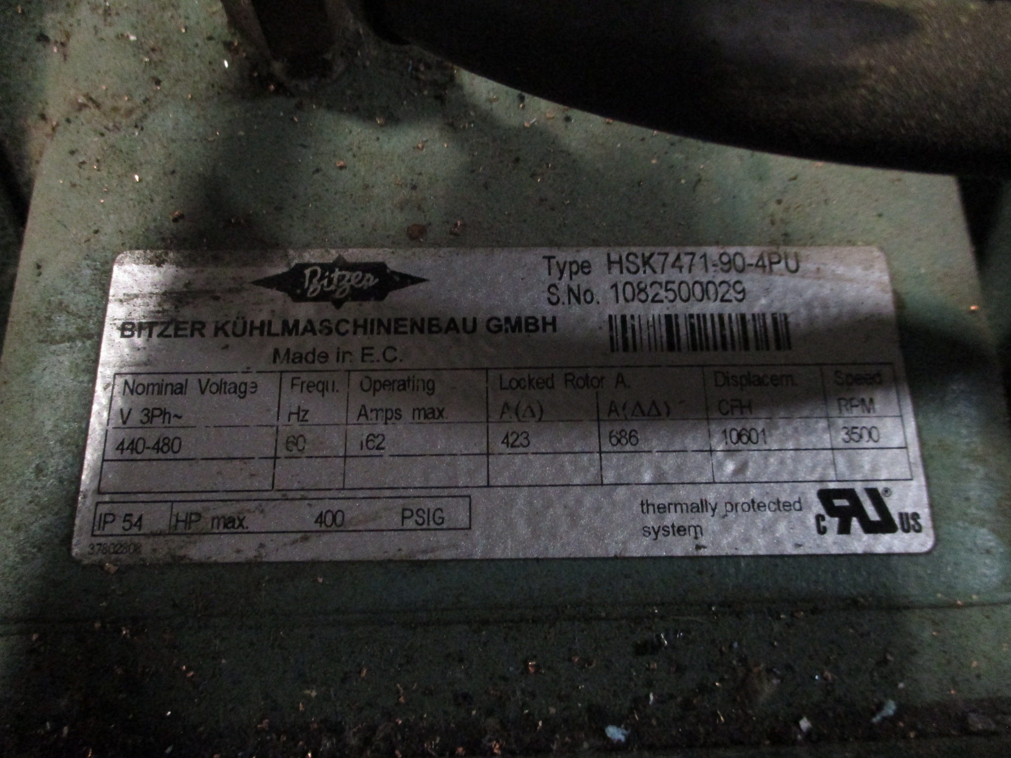 Bitzer Semi-Hermetic Screw Compressor HSK7471-90-4PU 440-480V 3Ph 60Hz 10601 CFH