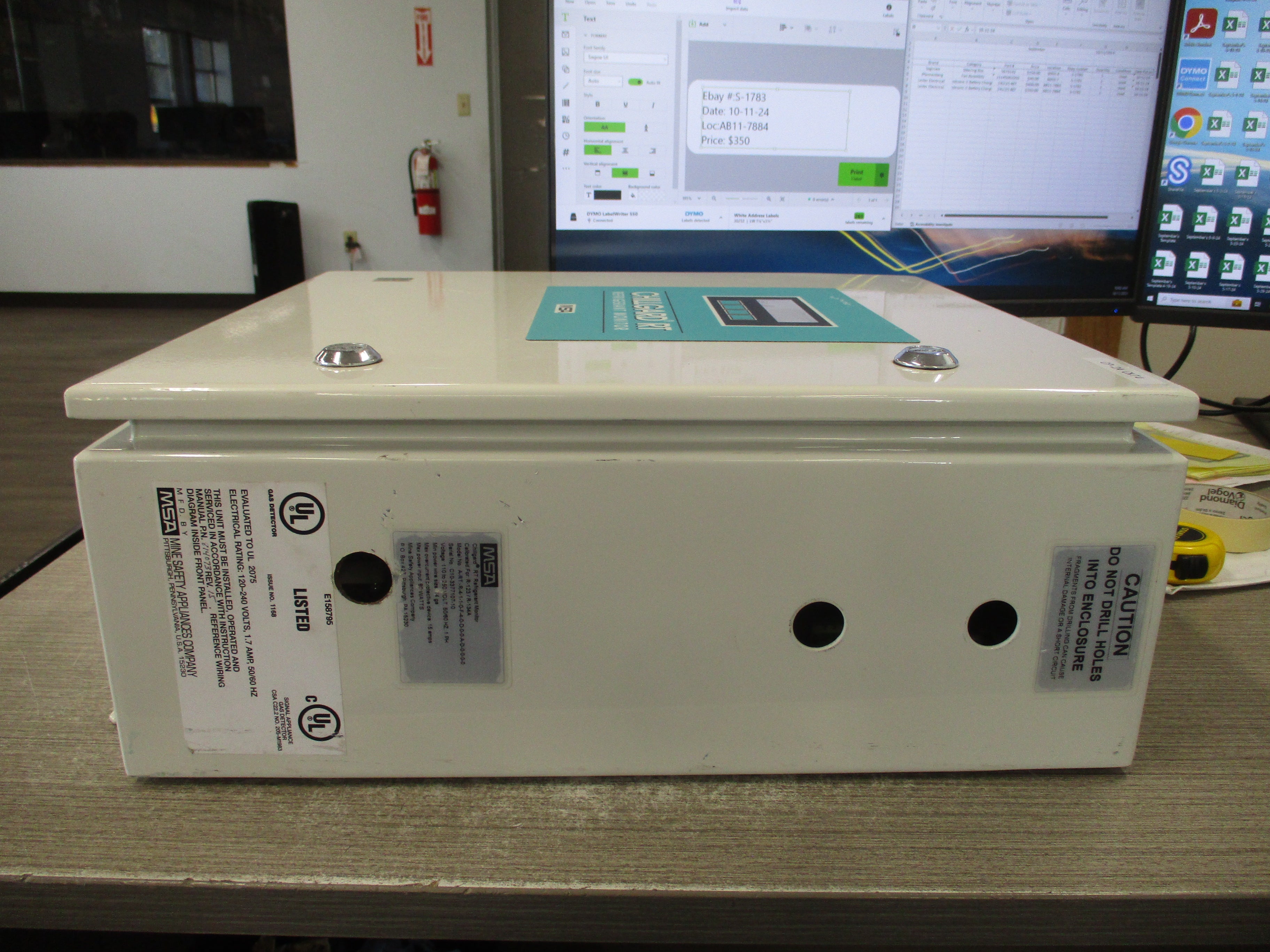 MSA Chillgard RT Refrigerant Monitor A-RT-R-4-1-1-0-F-4-0-D-0-0-A-D-0-0-0-0 110-250V 50/60Hz 1Ph Used