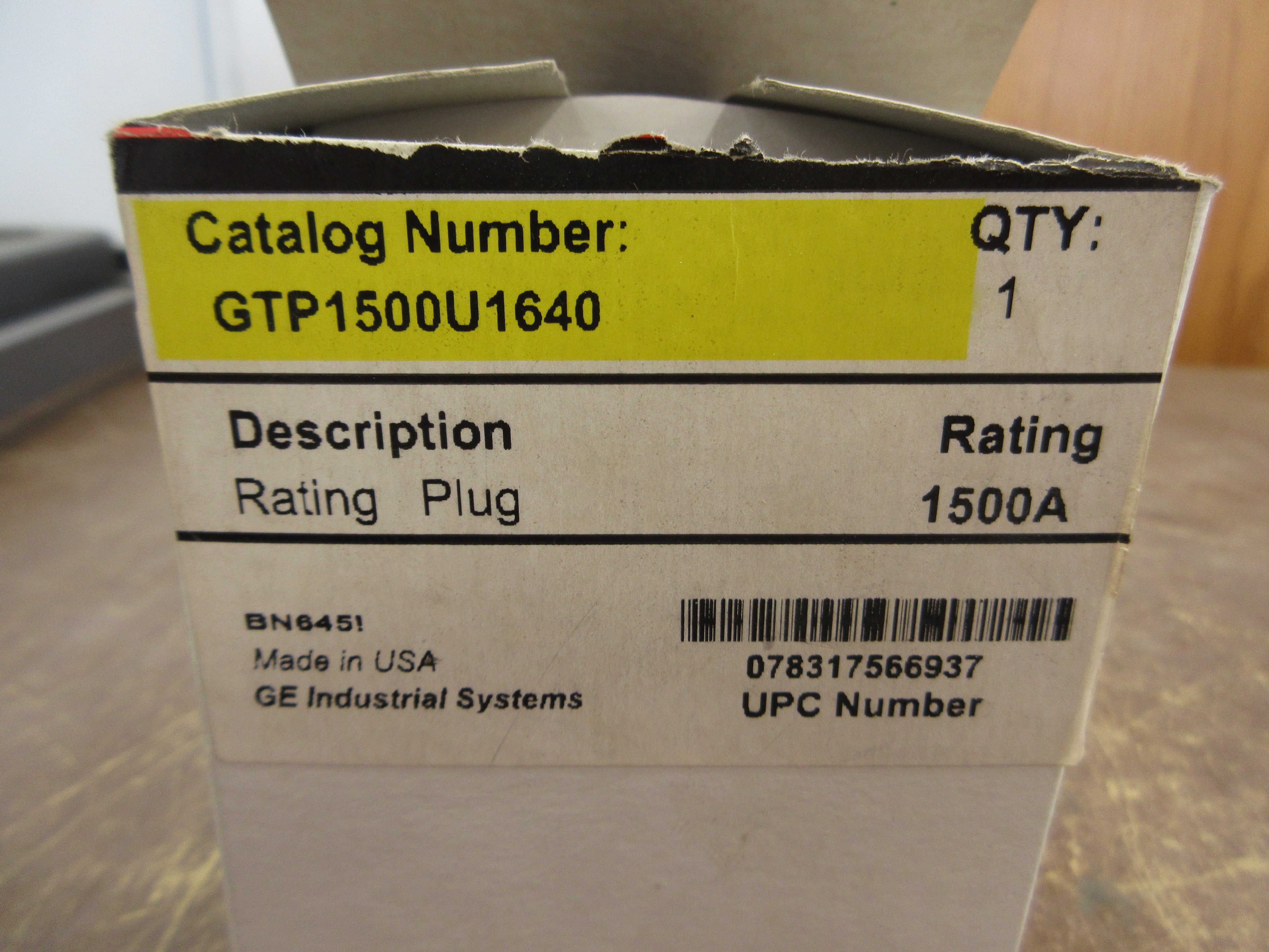 GE Rating Plug GTP1500U1640 1500A New Surplus