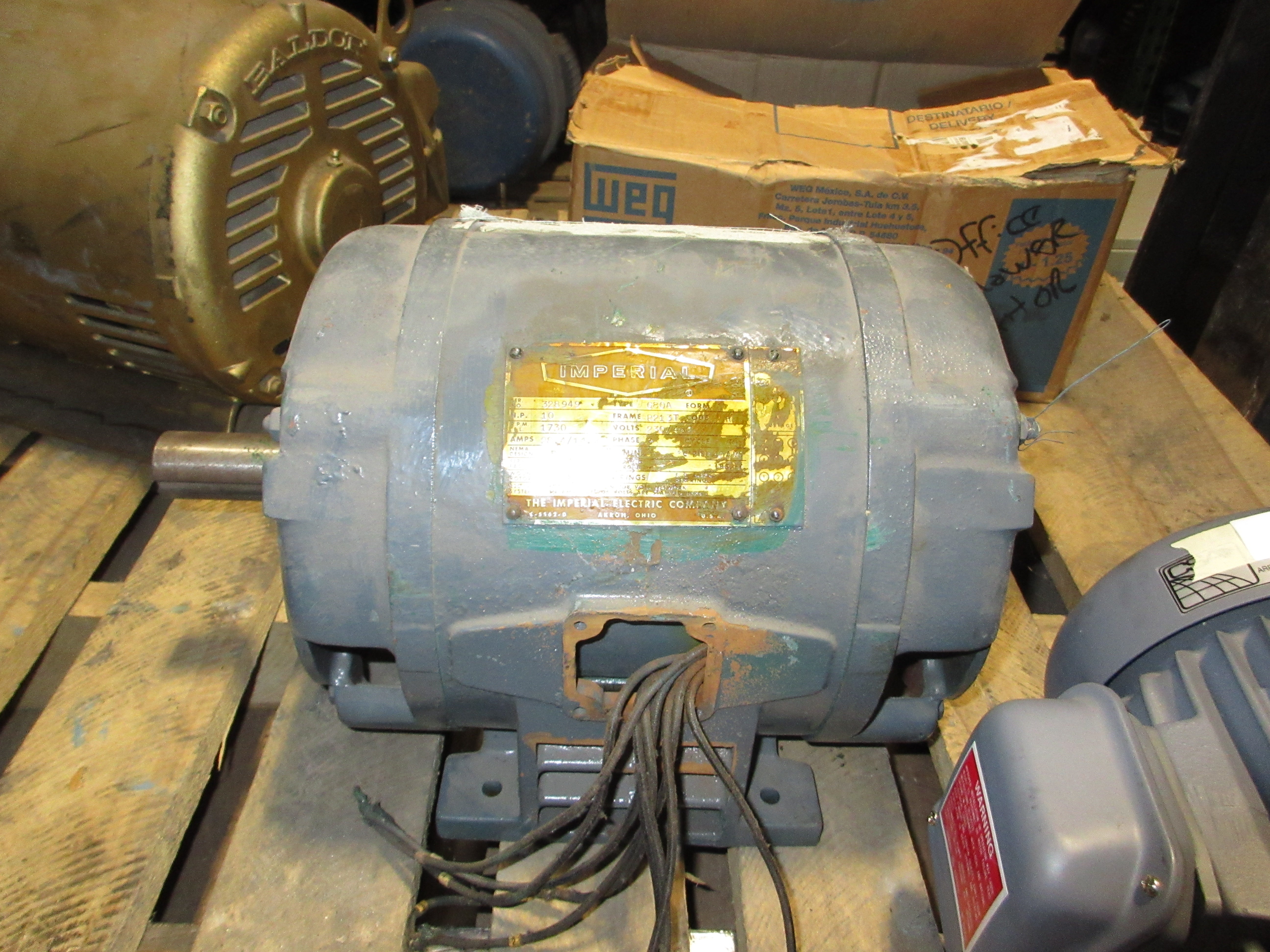 Imperial Motor 328949 10HP 1800RPM 230/460V 28.4/14.2A 3Ph 60Hz Used