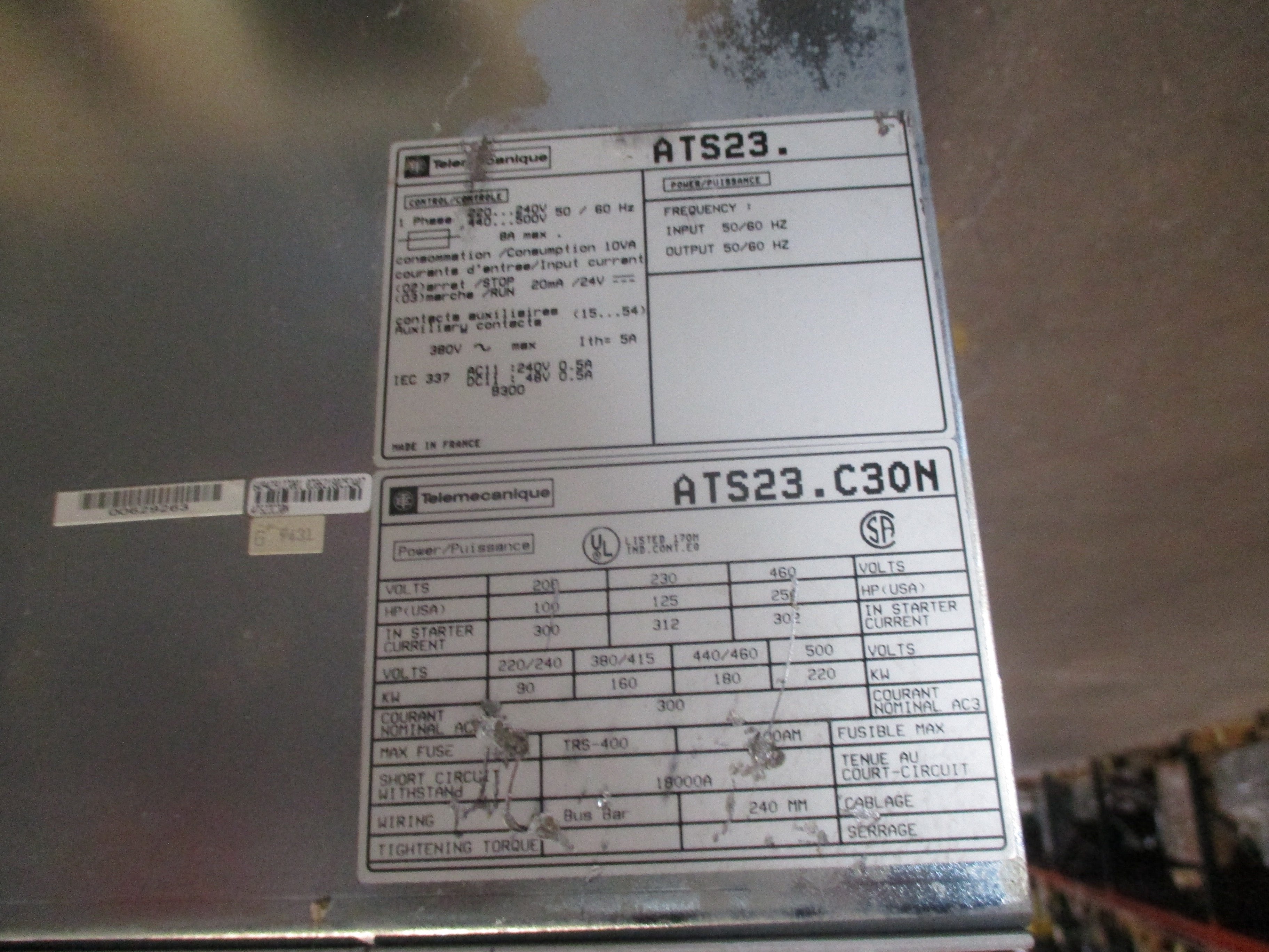 Telemecanique Altistart 3 Soft Start ATS23.C30N 250HP 460V Used