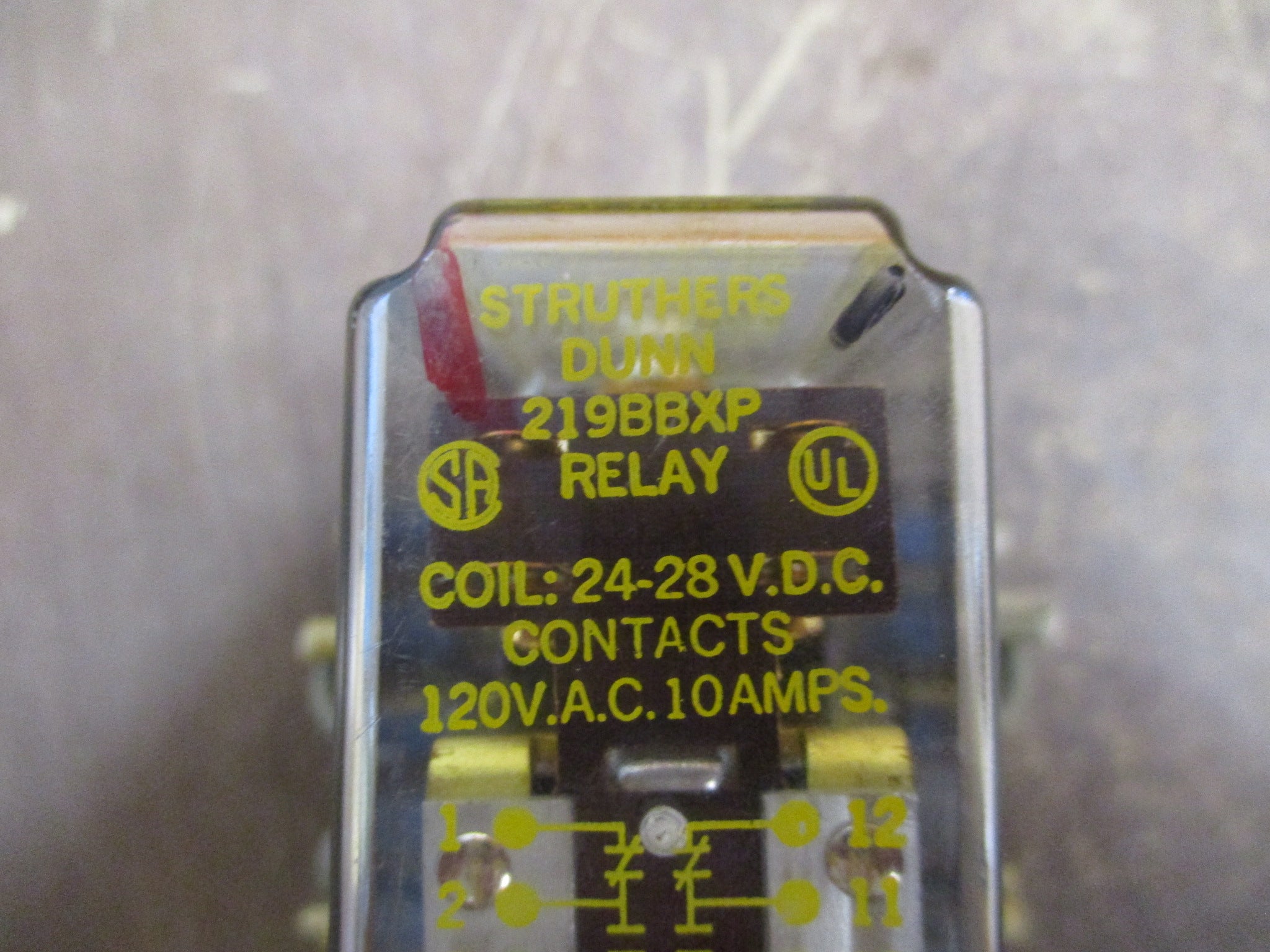 Struthers Dunn Relay 219BBXP 24-28VDC Coil w/ Base Used