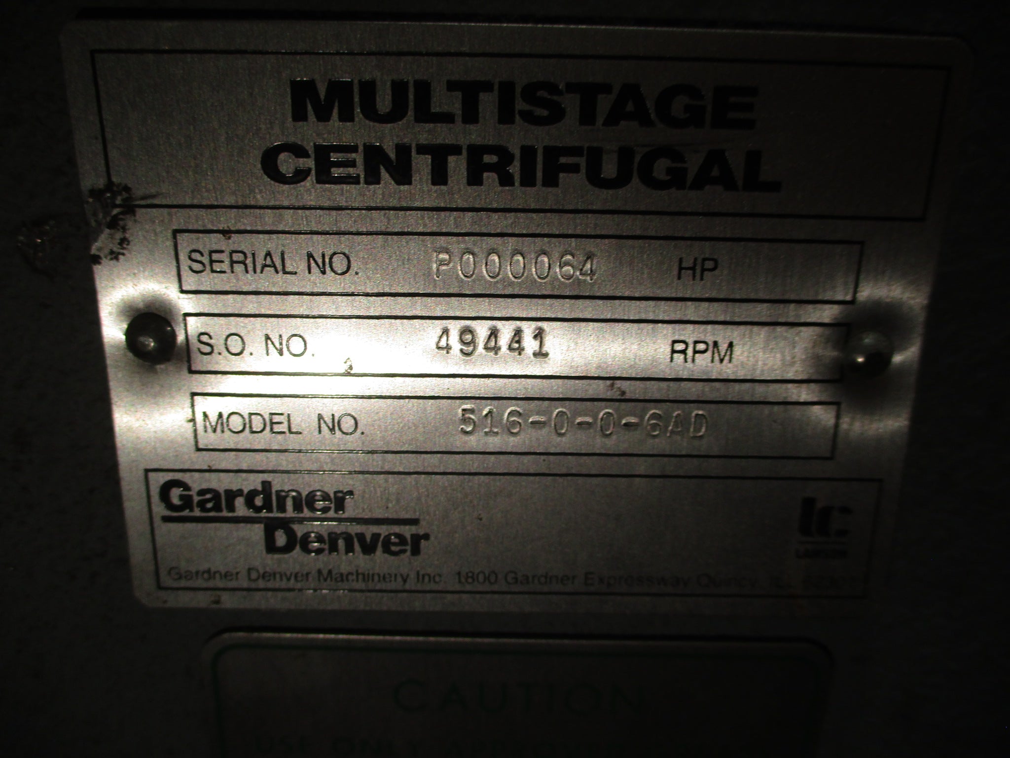 Gardner Denver Multistage Centrifugal Blower 516-0-0-6AD 30HP 3525RPM 230/460V