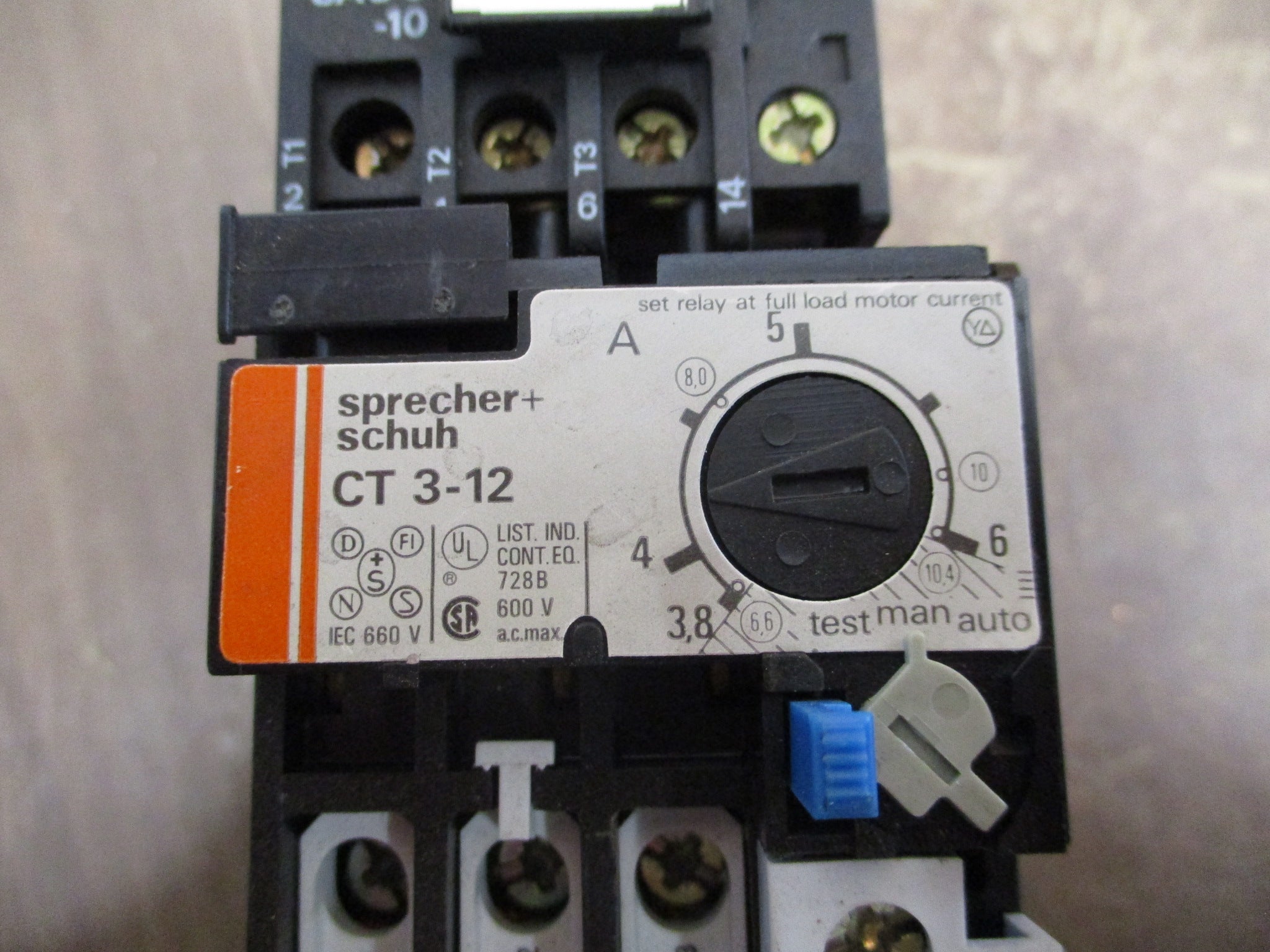 Sprecher + Schuh Starter CA3-9-10/CT 3-12 24V Coil Trip: 3.8-6A Used