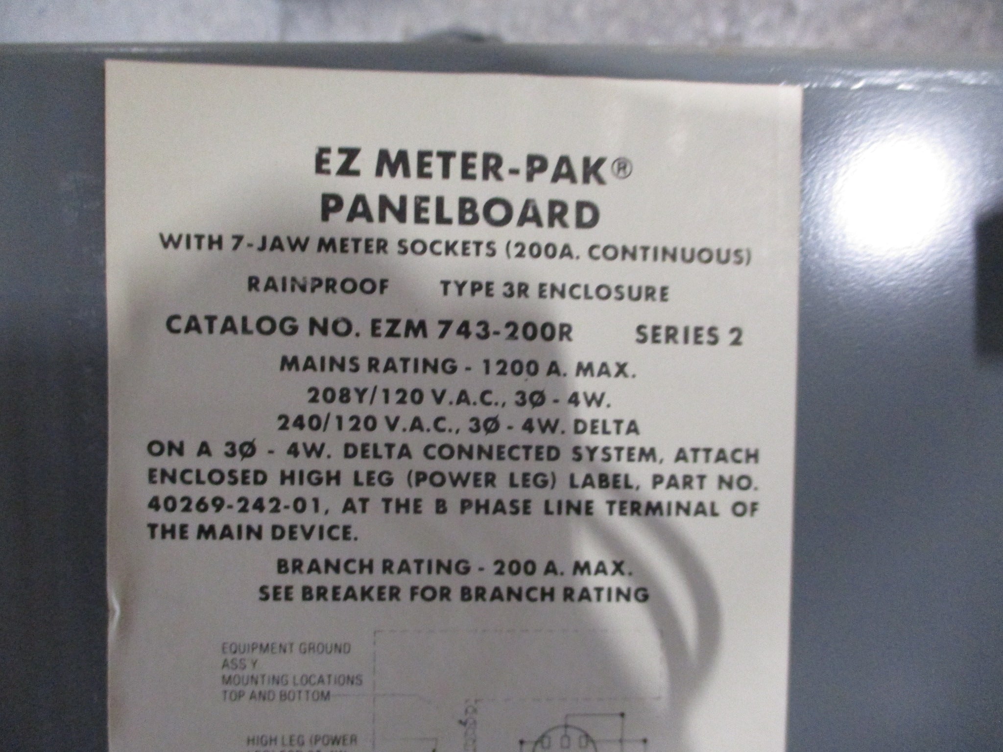Square D EZ Meter-Pak Meter Stack EZM 743-200R Ser. 2 1200A 3-Position Used