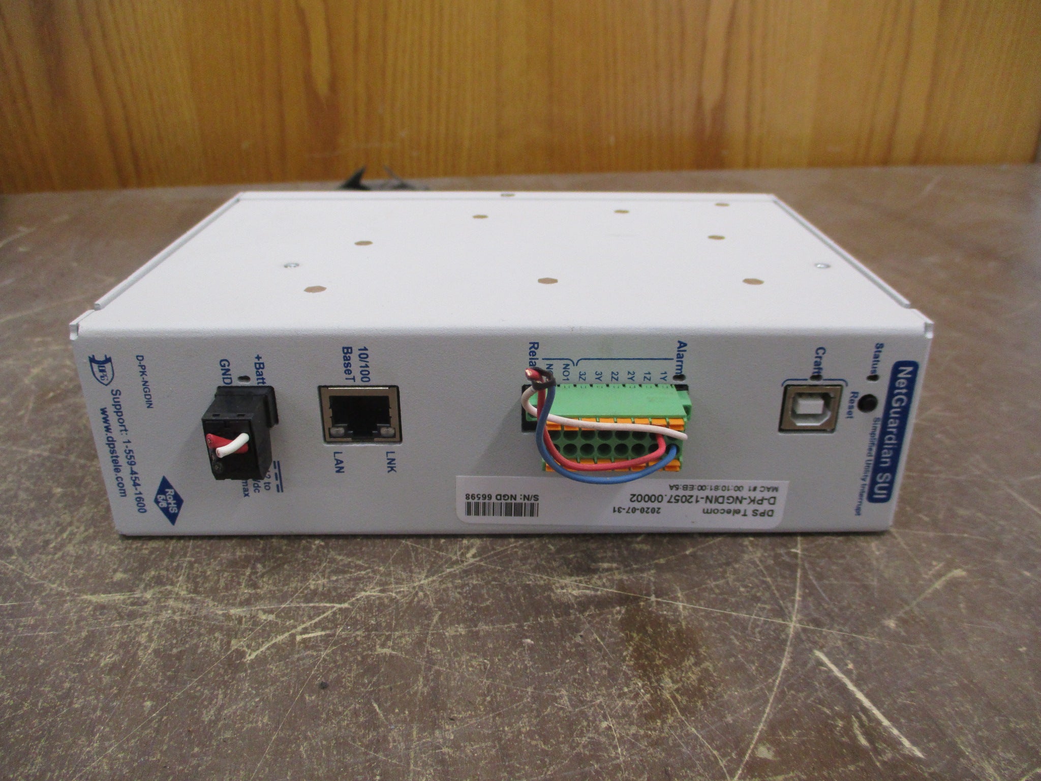 DPS Telecom NetGuardian SUI D-PK-NGDIN-12057.00002 12-24VDC 0.5A Used