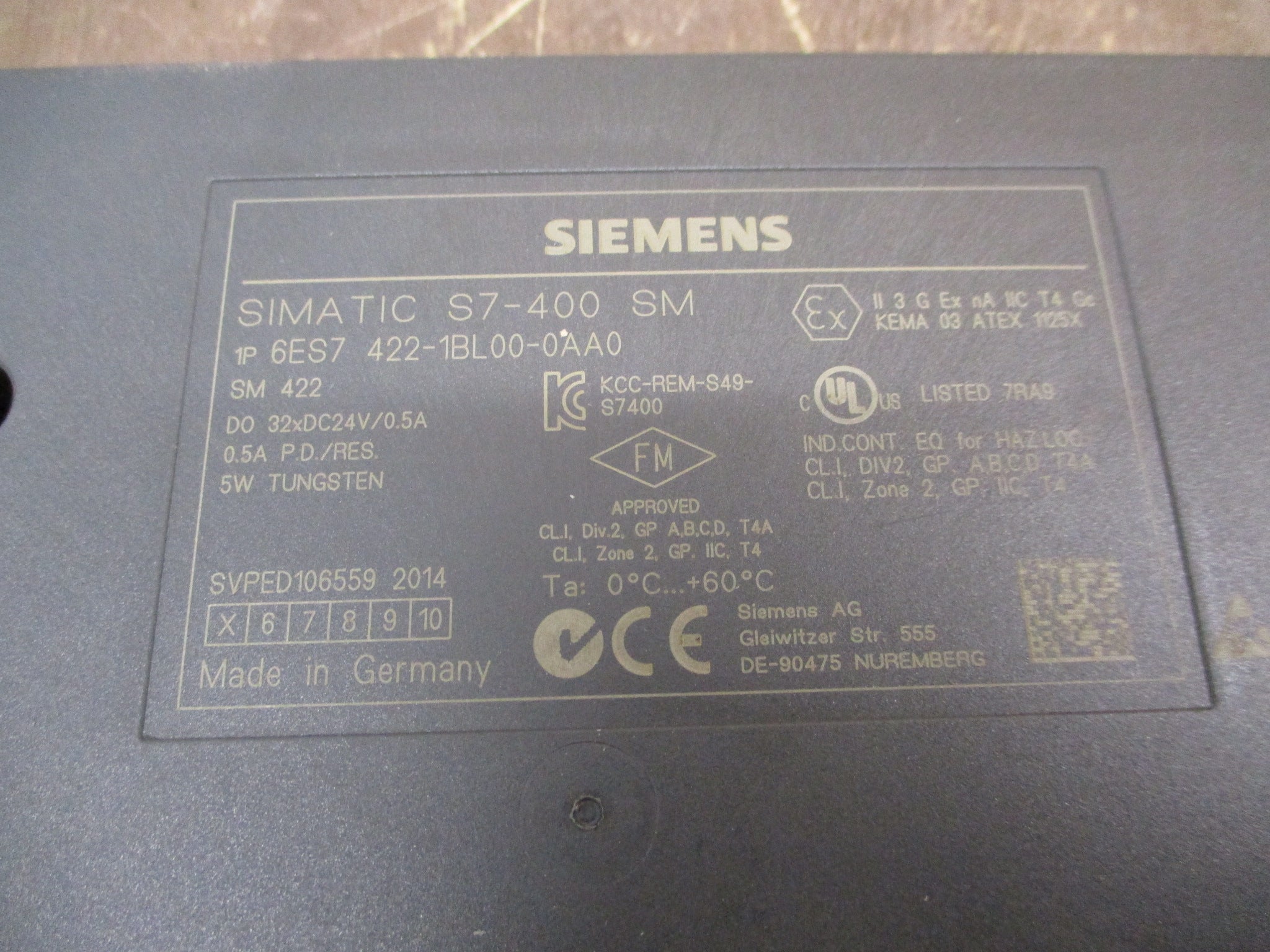 Siemens Simatic S7-400 SM Digital Output Module 6ES7 422-1BL00-0AA0 24VDC 32X