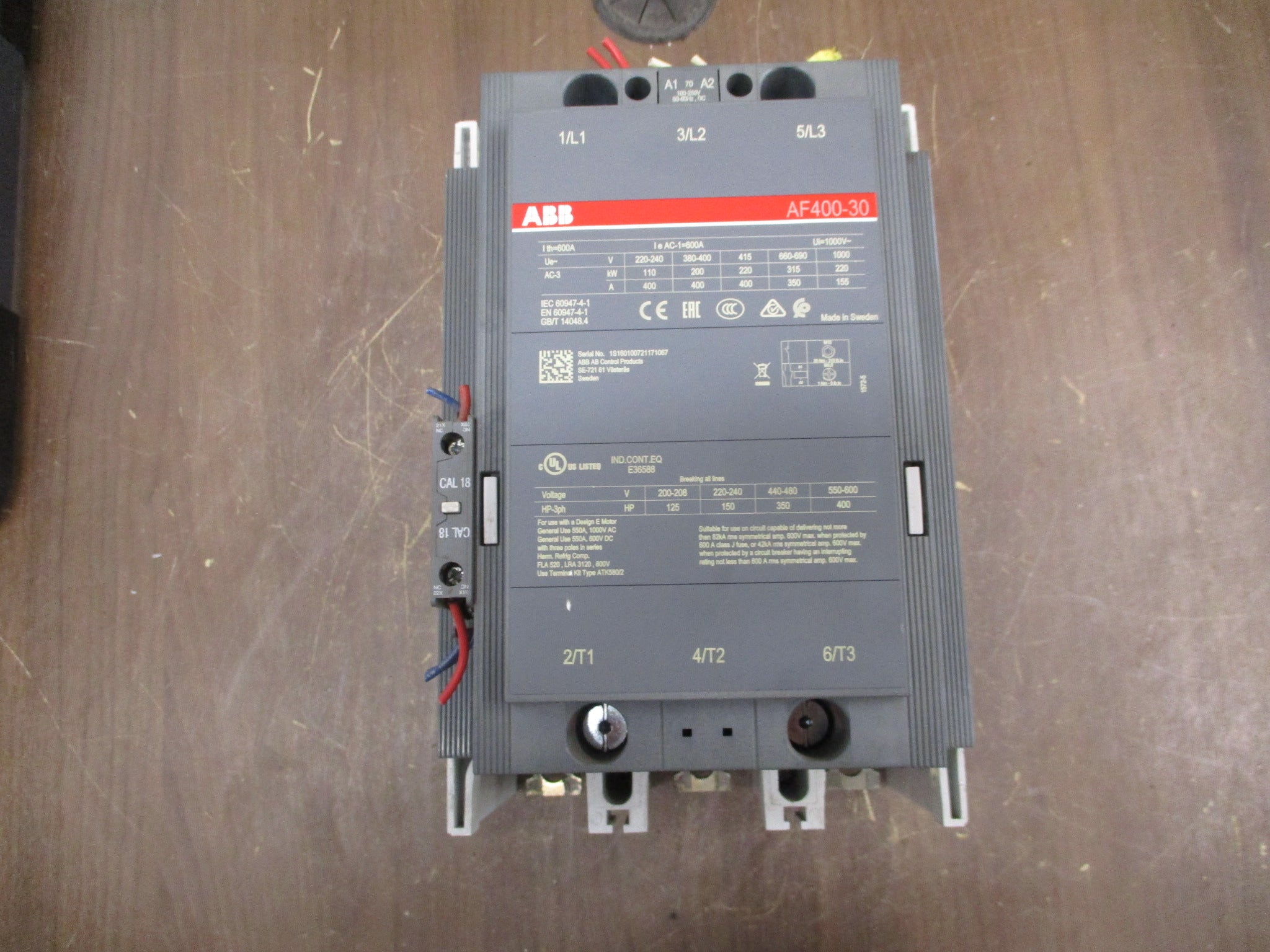 ABB Contactor AF400-30 600V 550A 100-250V AC/DC Coil Used
