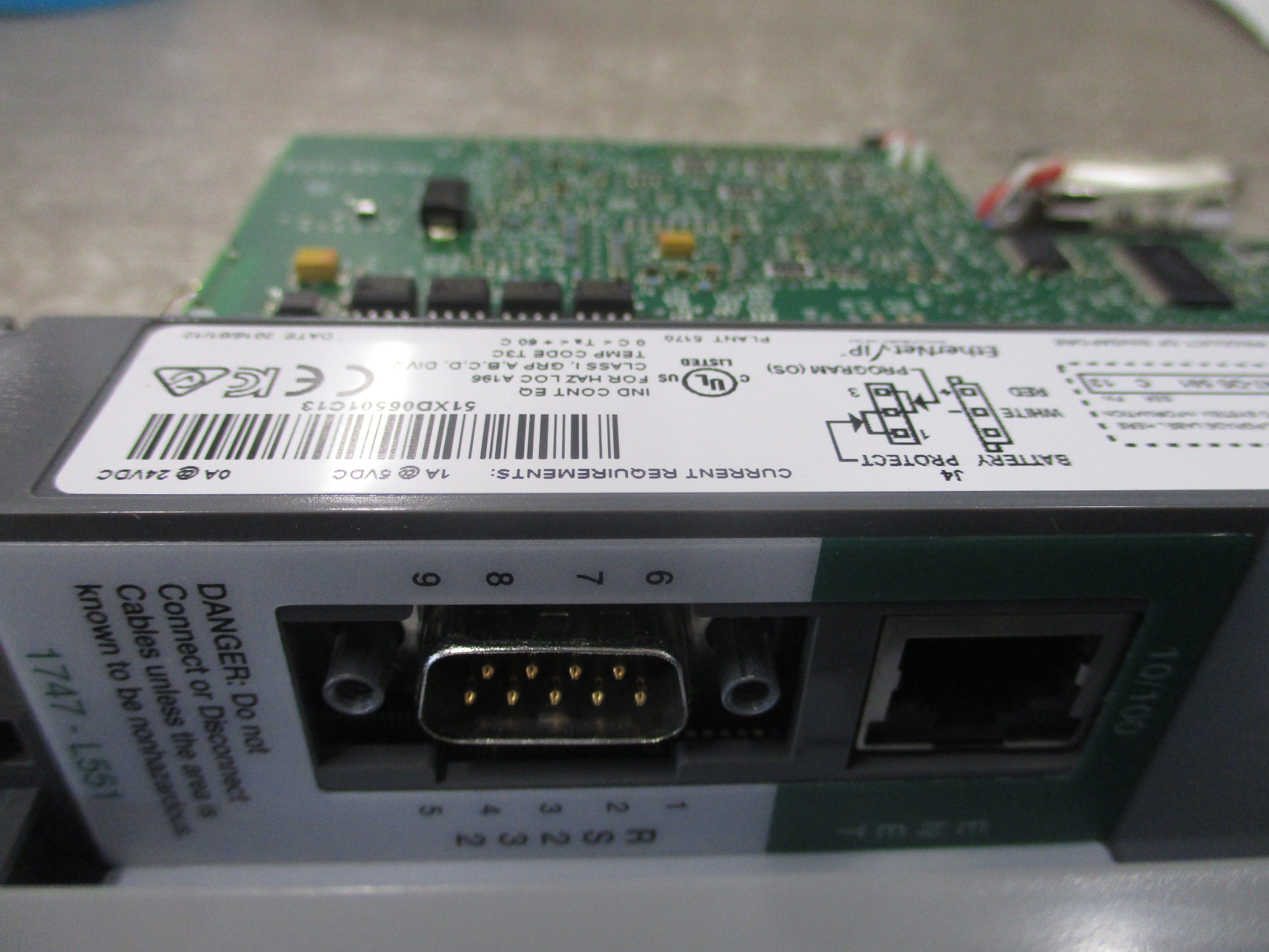 Allen-Bradley SLC 500 SLC 5/05 16K Controller 1747-L551 Ser. D OS: 1747-OS 501 Ser. C F/W.13 Used