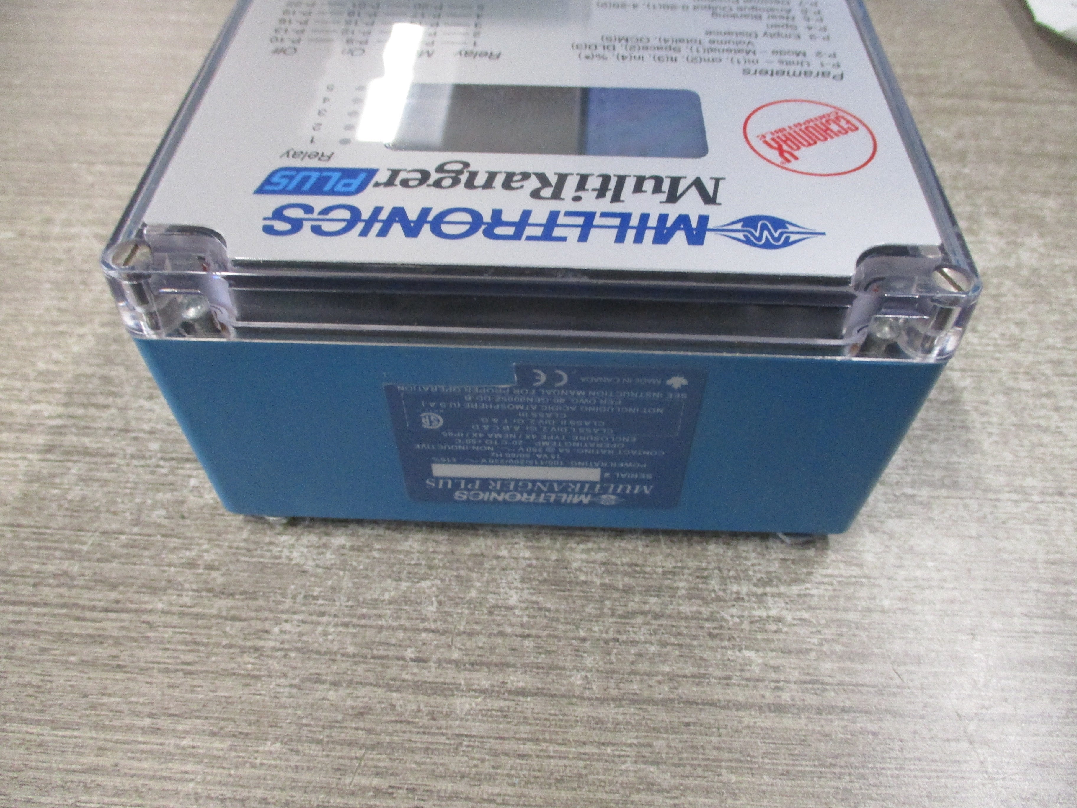 Milltronics MultiRanger Pluse Level Control MULTIRANGER-PLUS 100-230V 15VA 50/60Hz 4X Enclosure W/Keypad Used