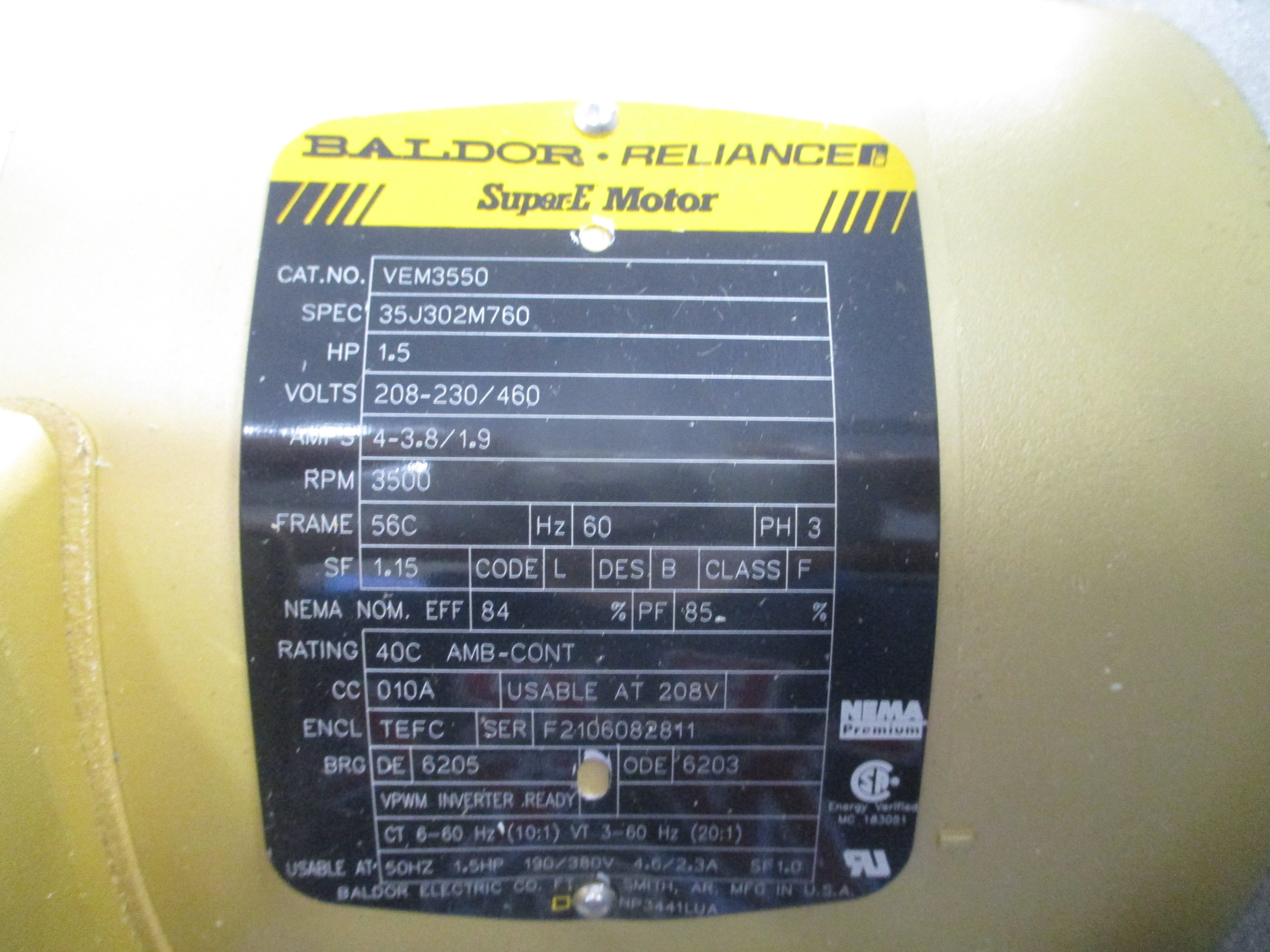 American Fan Co. Blower W/Motor AF-10 1.5HP 208-230/460V 3500RPM 3Ph Used