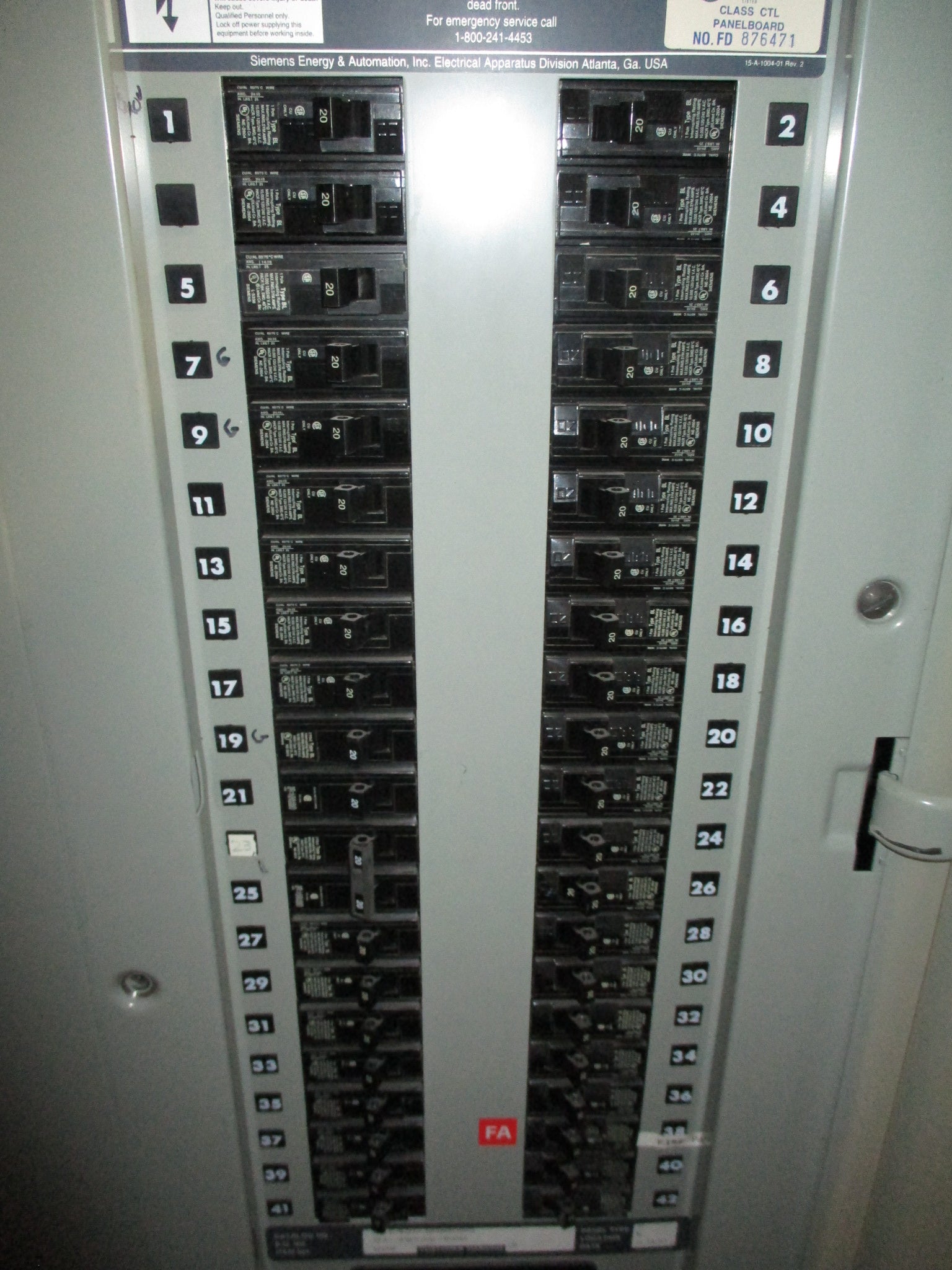 Siemens Main Breaker Circuit Breaker Panel S1C42QJ200ABS 250A Max, 200A Main